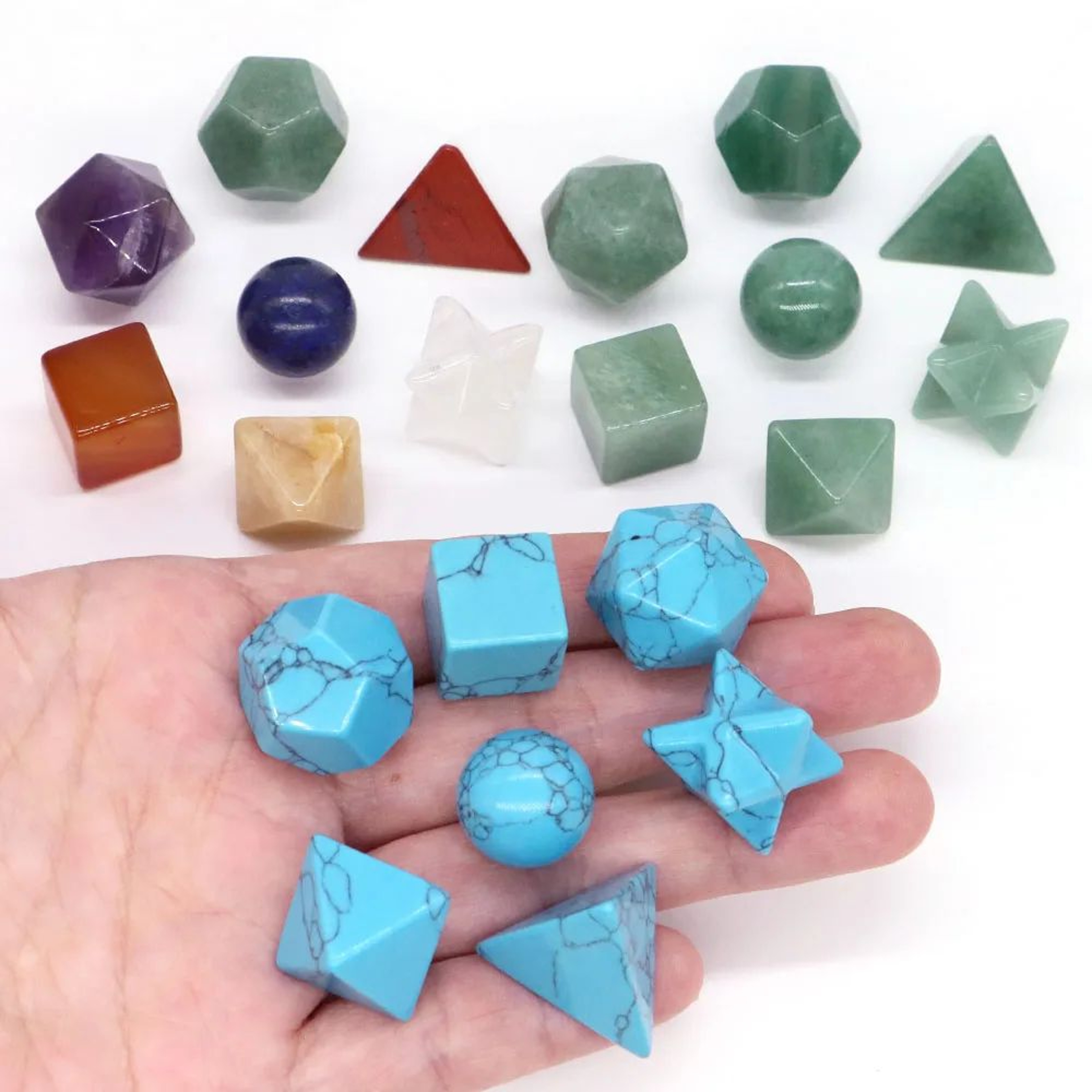 7Piece Platonic Solid Crystal Set  Natural Sacred Geometry Stones For Reiki Chakra Healing  Meditat 3
