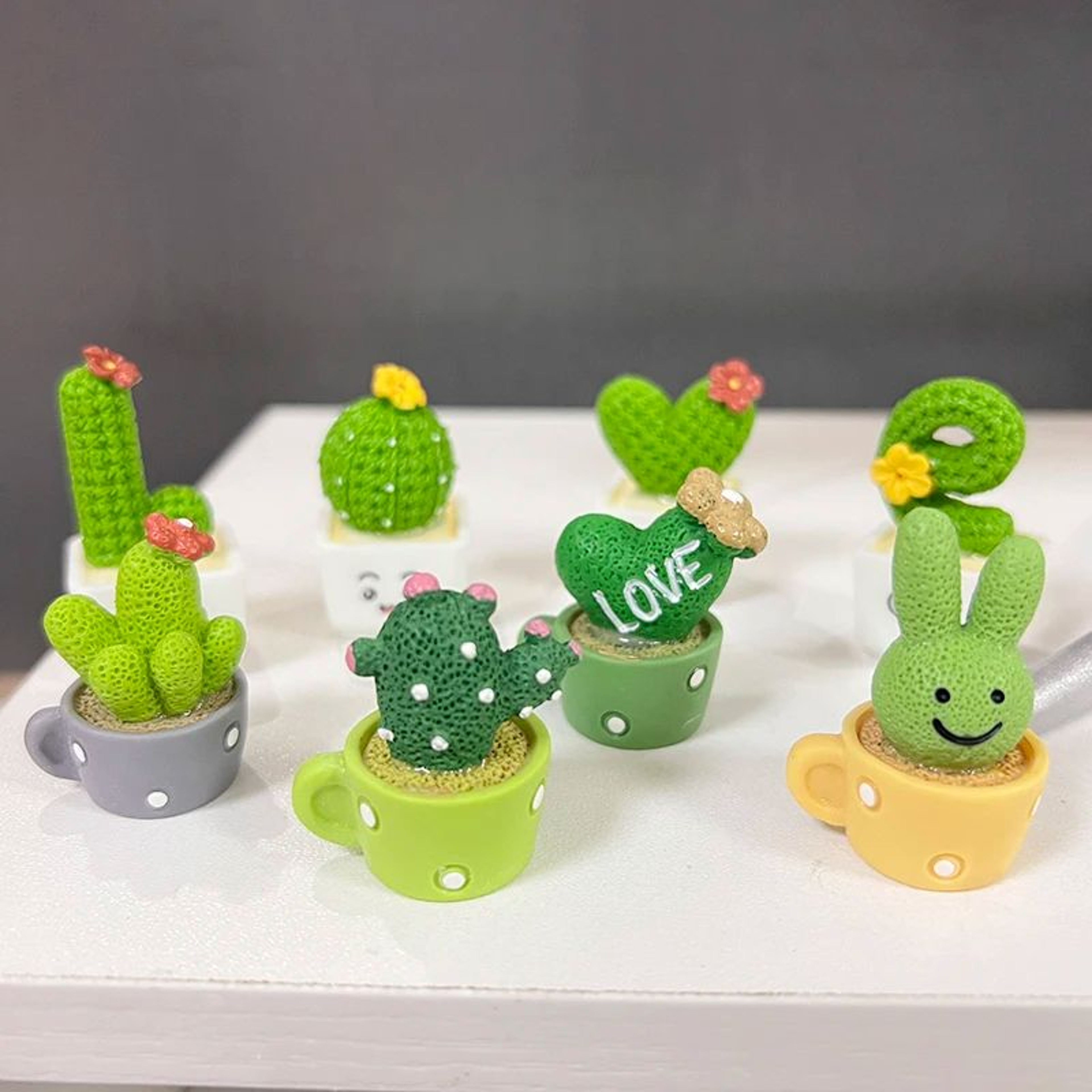 4Piece Mini Resin Succulent Cactus Set  Realistic Bonsai Plant Decor For Desk Car  Home Styling 3