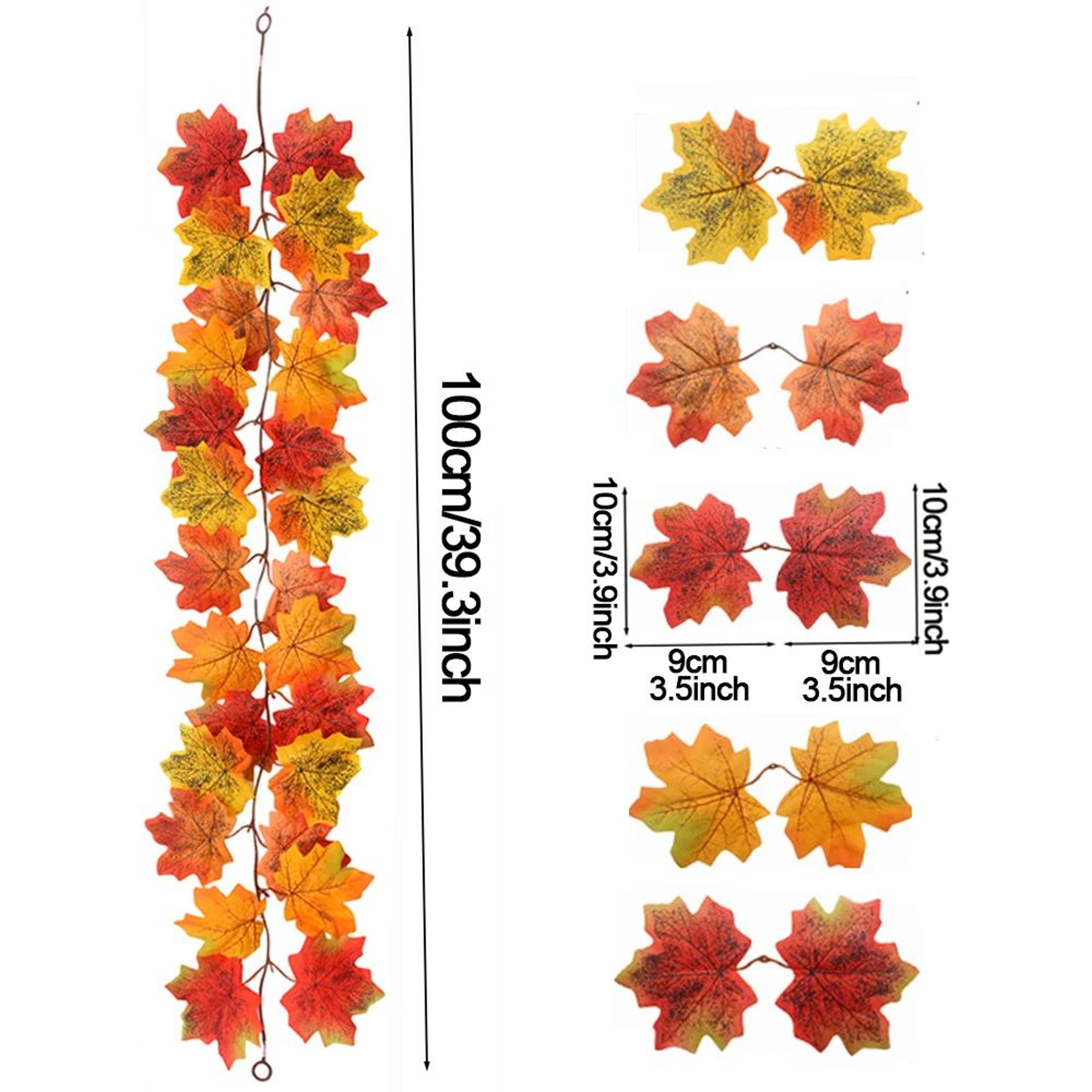 Artificial Autumn Maple Leaf Vine Garland  Fall Hanging Decor For Home Wedding  Fireplace 6