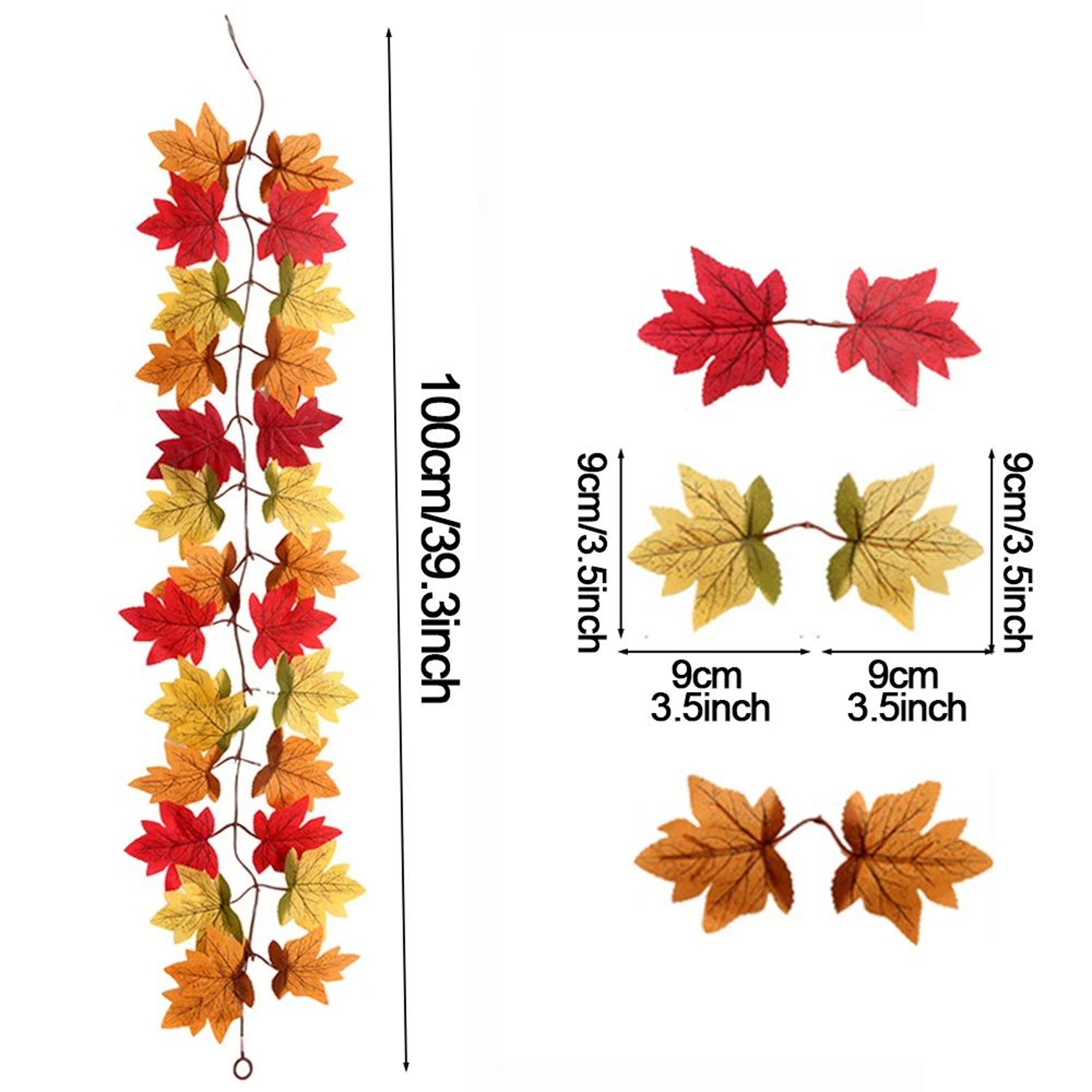 Artificial Autumn Maple Leaf Vine Garland  Fall Hanging Decor For Home Wedding  Fireplace 8