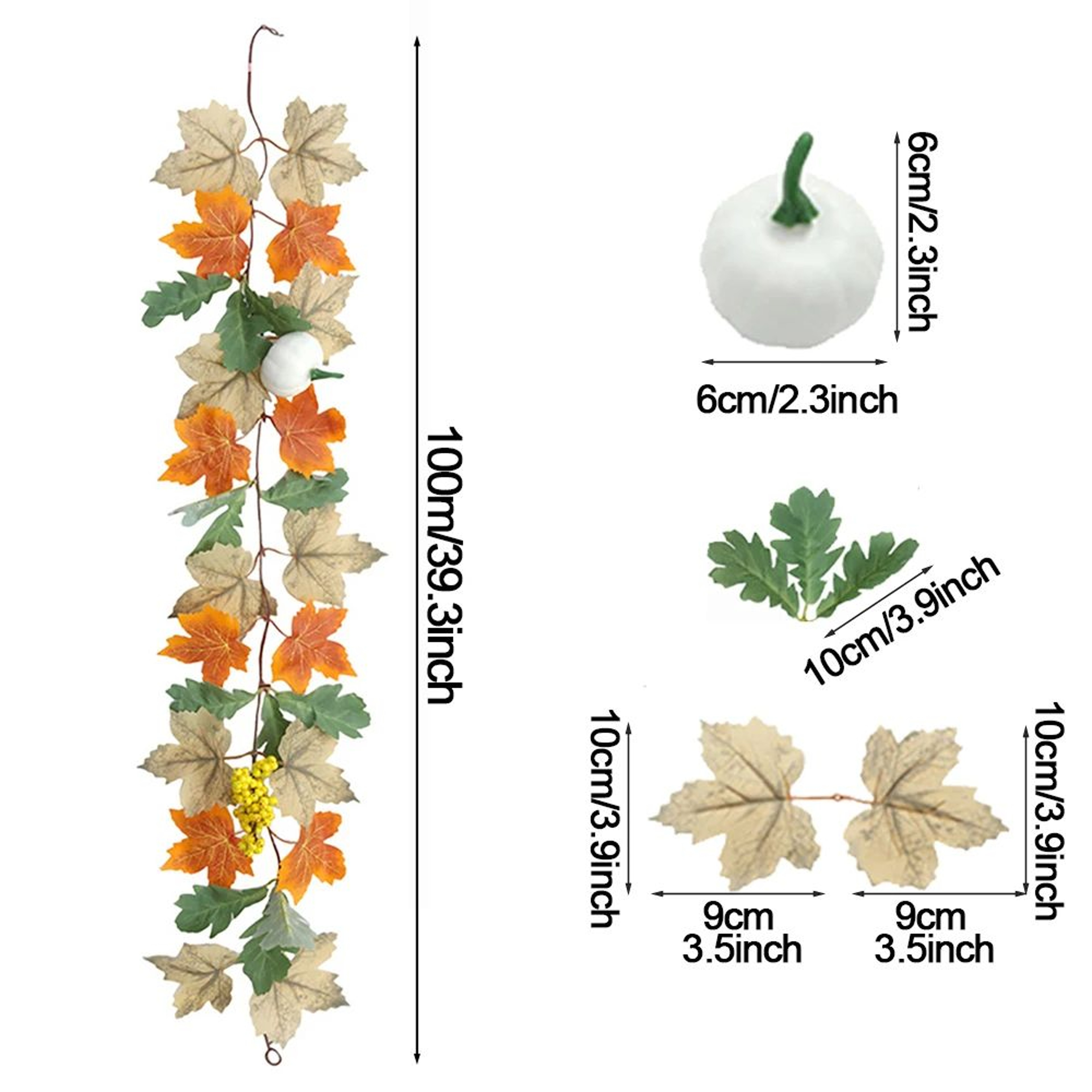 Artificial Autumn Maple Leaf Vine Garland  Fall Hanging Decor For Home Wedding  Fireplace 11