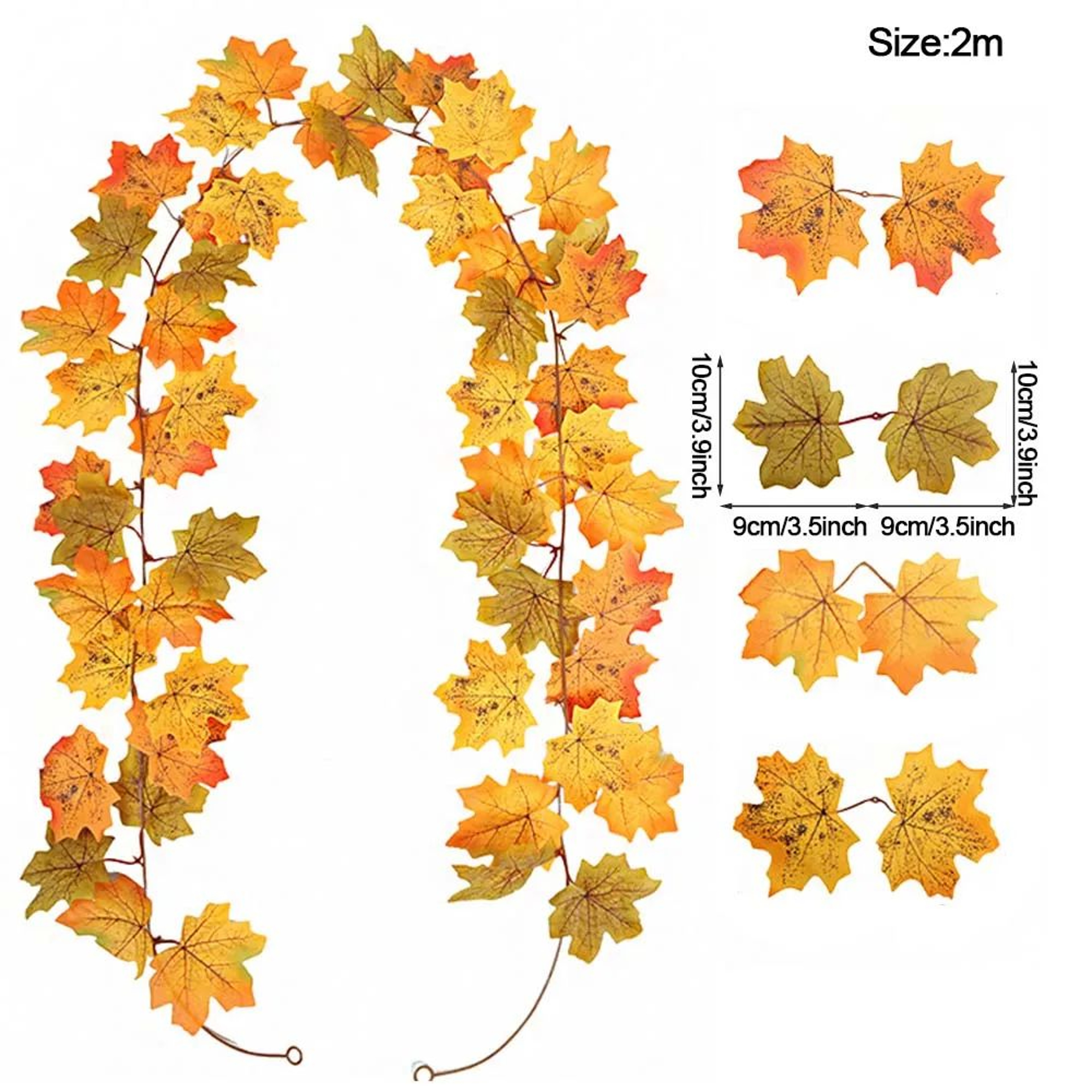 Artificial Autumn Maple Leaf Vine Garland  Fall Hanging Decor For Home Wedding  Fireplace 14