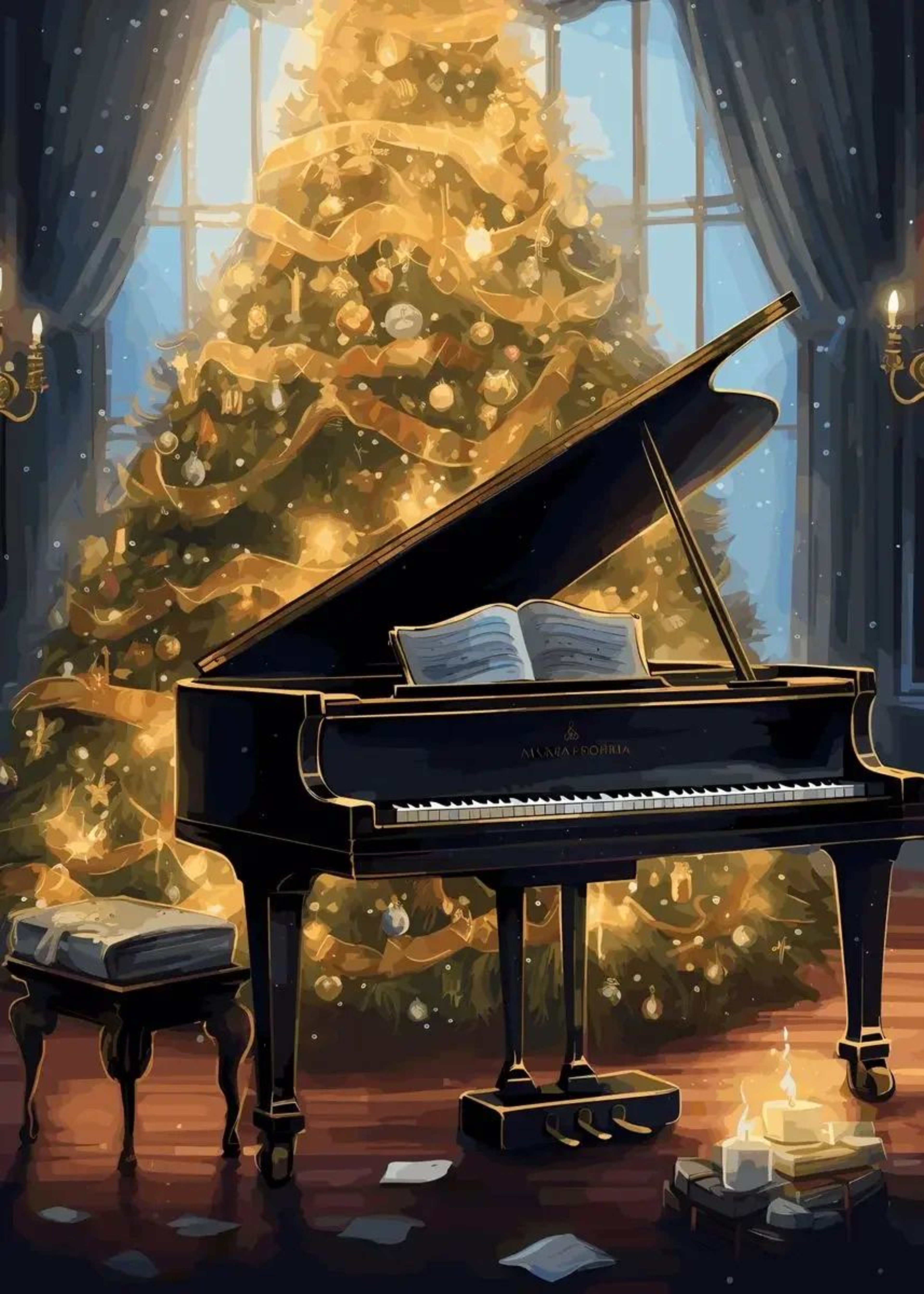Classic Christmas Canvas Wall Art  Santa Claus  Christmas Tree Holiday Home Decor Poster 10