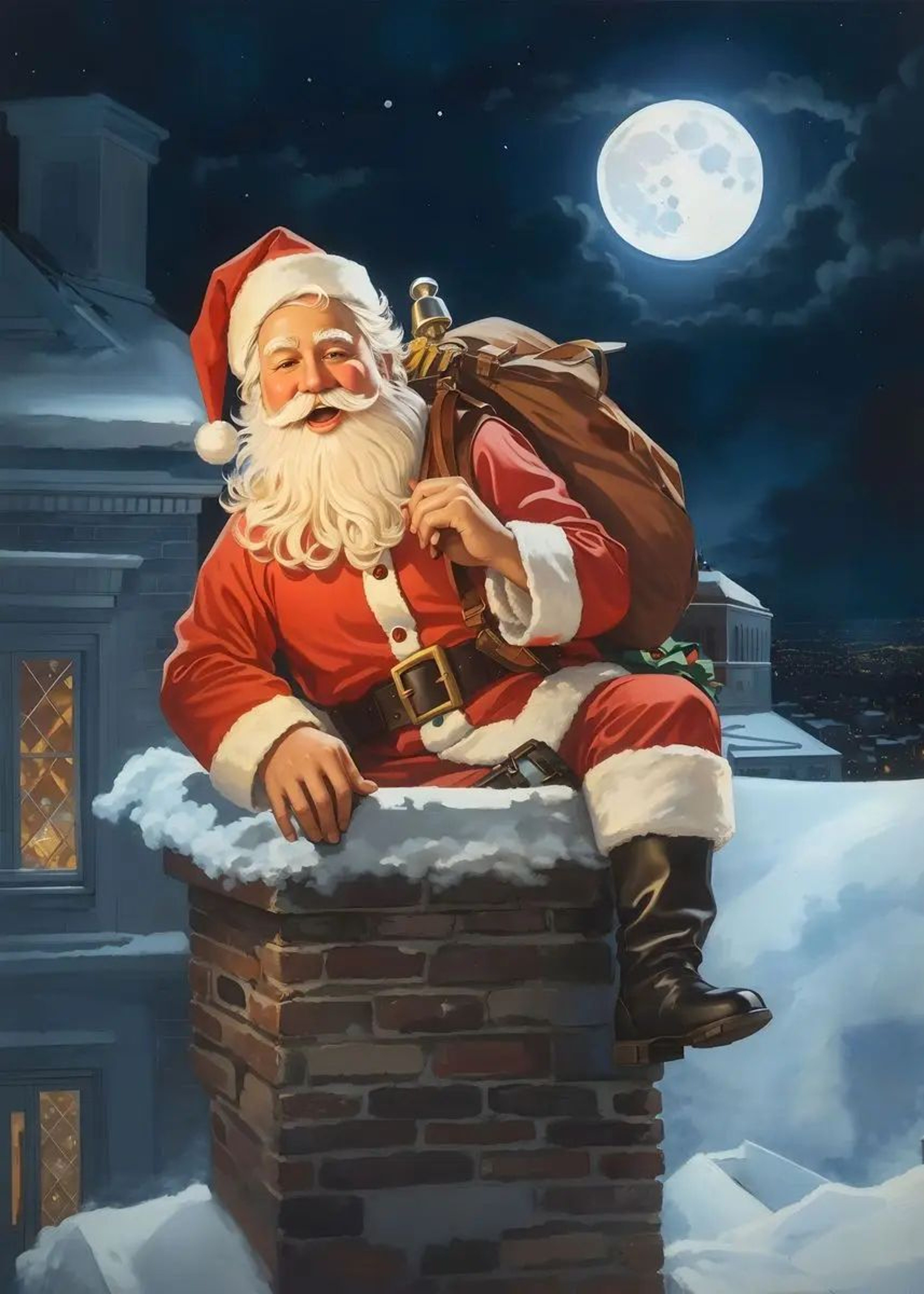 Classic Christmas Canvas Wall Art  Santa Claus  Christmas Tree Holiday Home Decor Poster 11