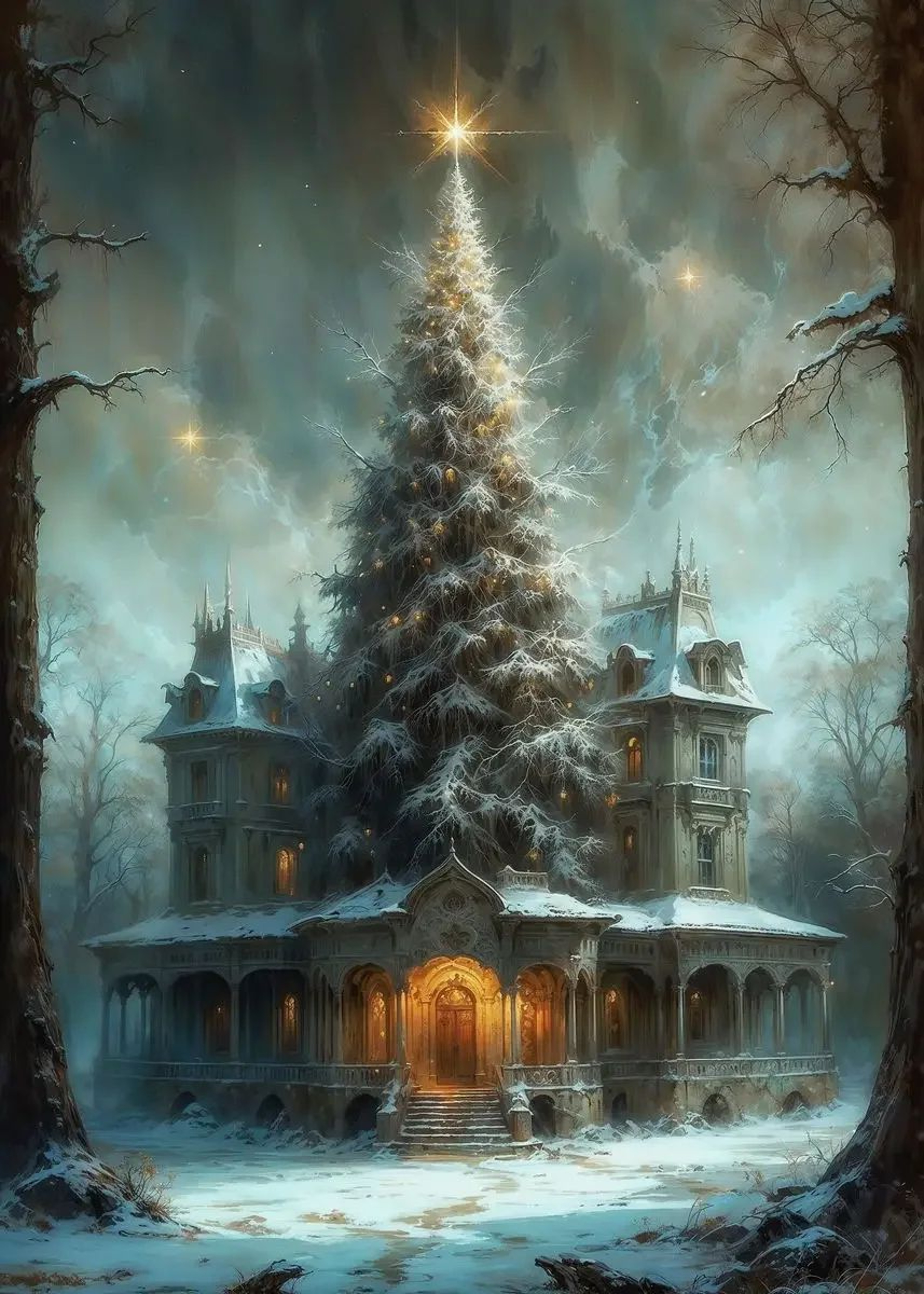 Classic Christmas Canvas Wall Art  Santa Claus  Christmas Tree Holiday Home Decor Poster 23