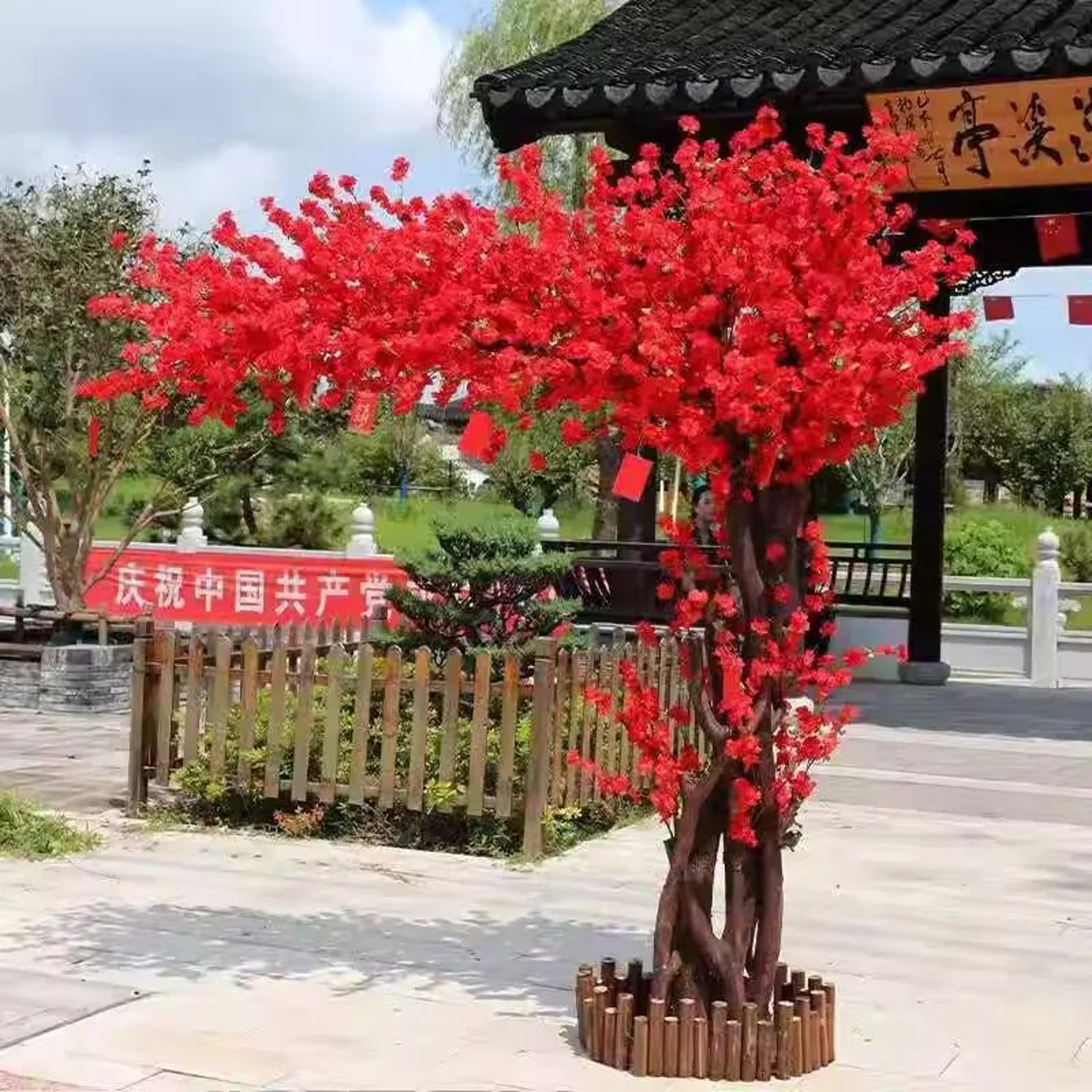 Artificial Blossom Tree Decor  Realistic Peach Cherry  Maple Silk Tree For Wedding Event  Home Deco 13