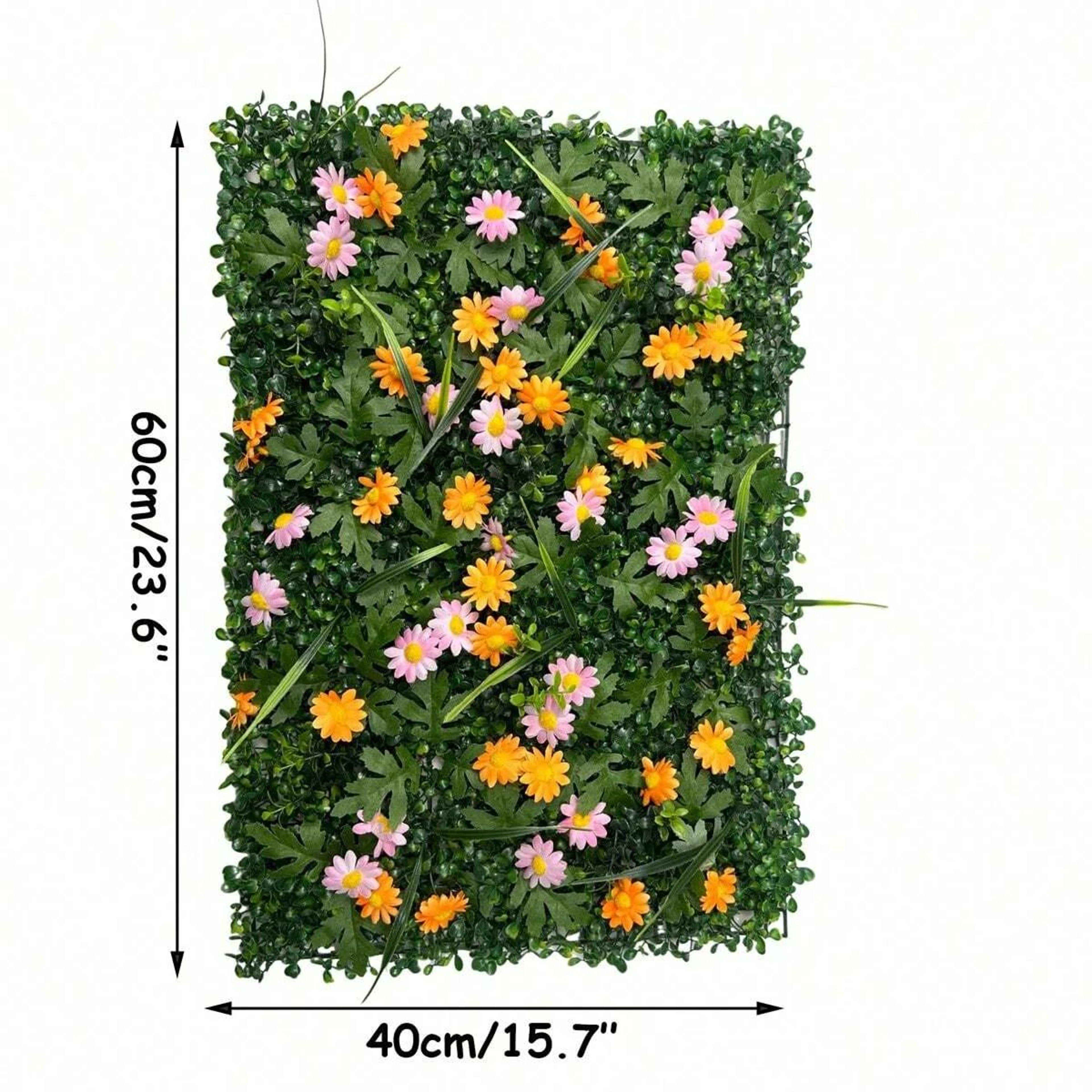 Artificial Grass Wall Panel With Flowers  Decorative Privacy Hedge Screen  Greenery Backdrop 5