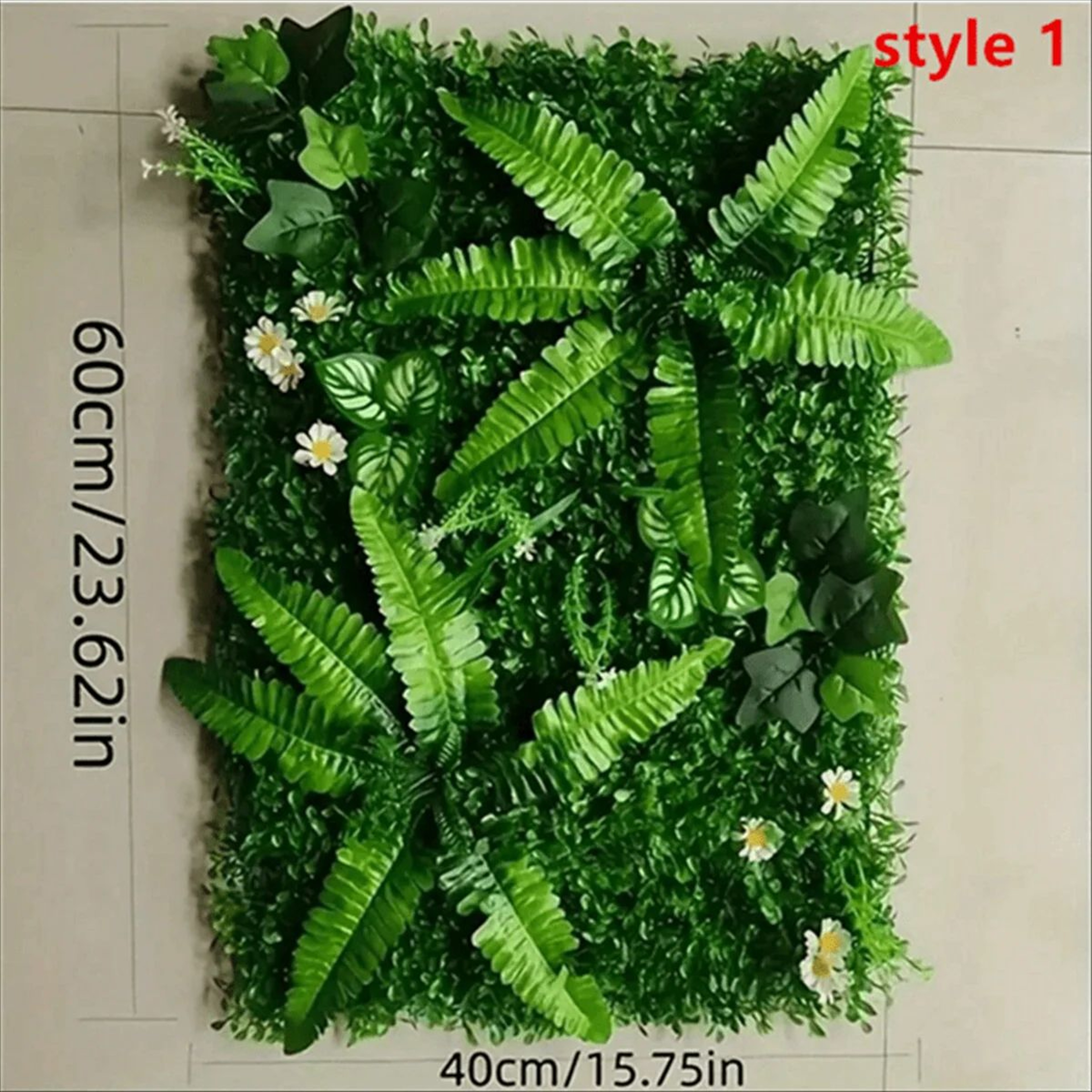 Artificial Grass Wall Panel With Flowers  Decorative Privacy Hedge Screen  Greenery Backdrop 9