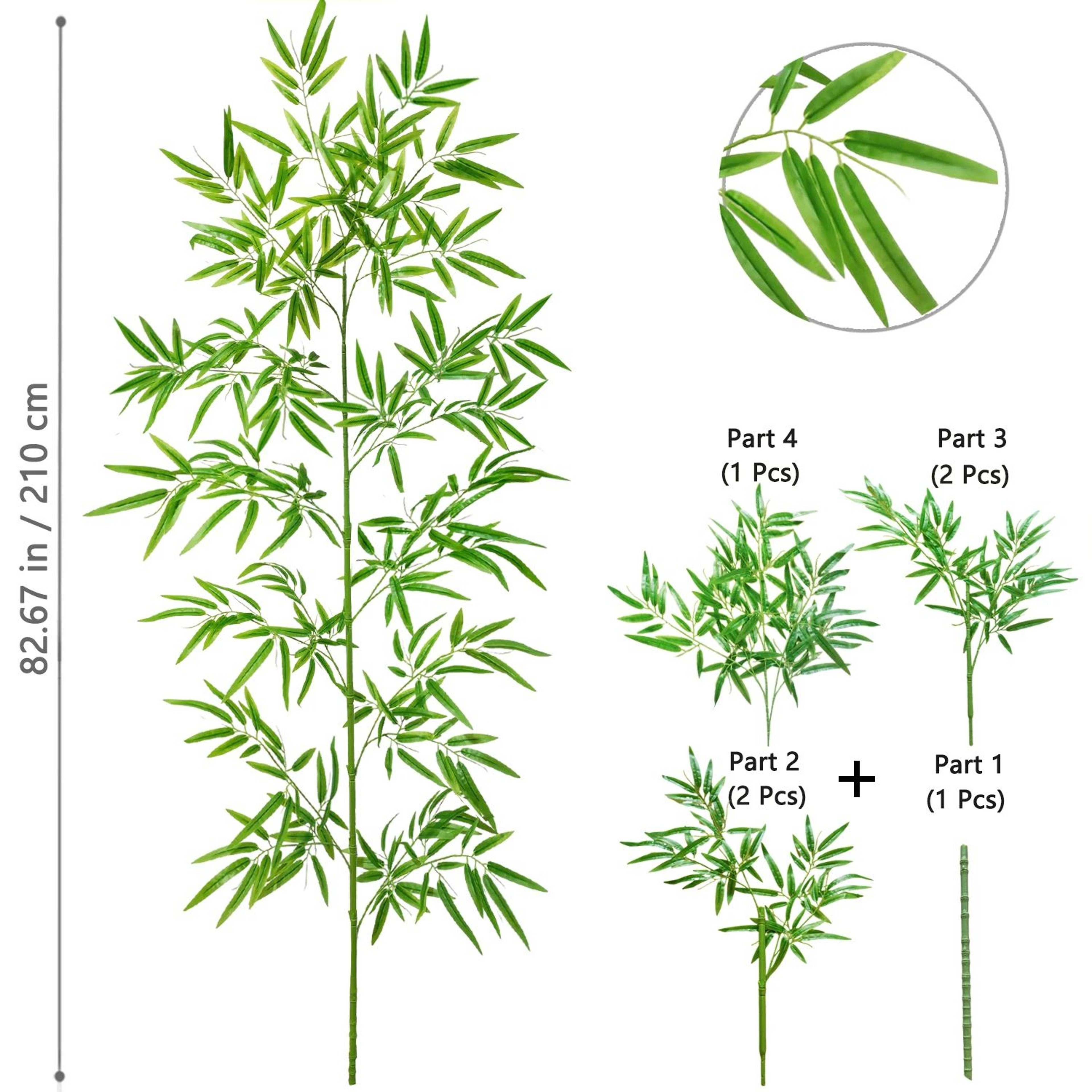 Artificial Bamboo Leaf Branch  Tall Faux Greenery For Home  Office Decor 22
