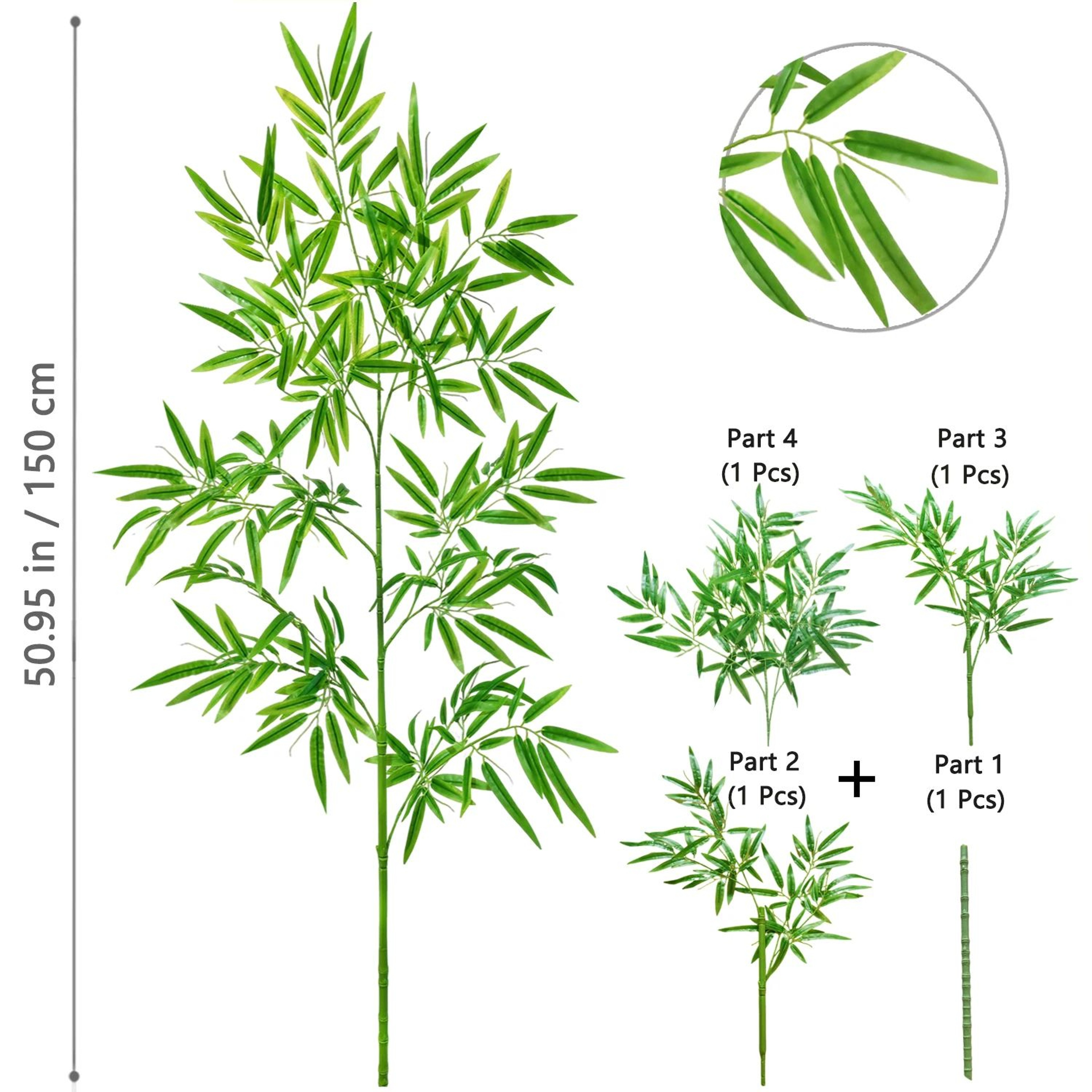 Artificial Bamboo Leaf Branch  Tall Faux Greenery For Home  Office Decor 25