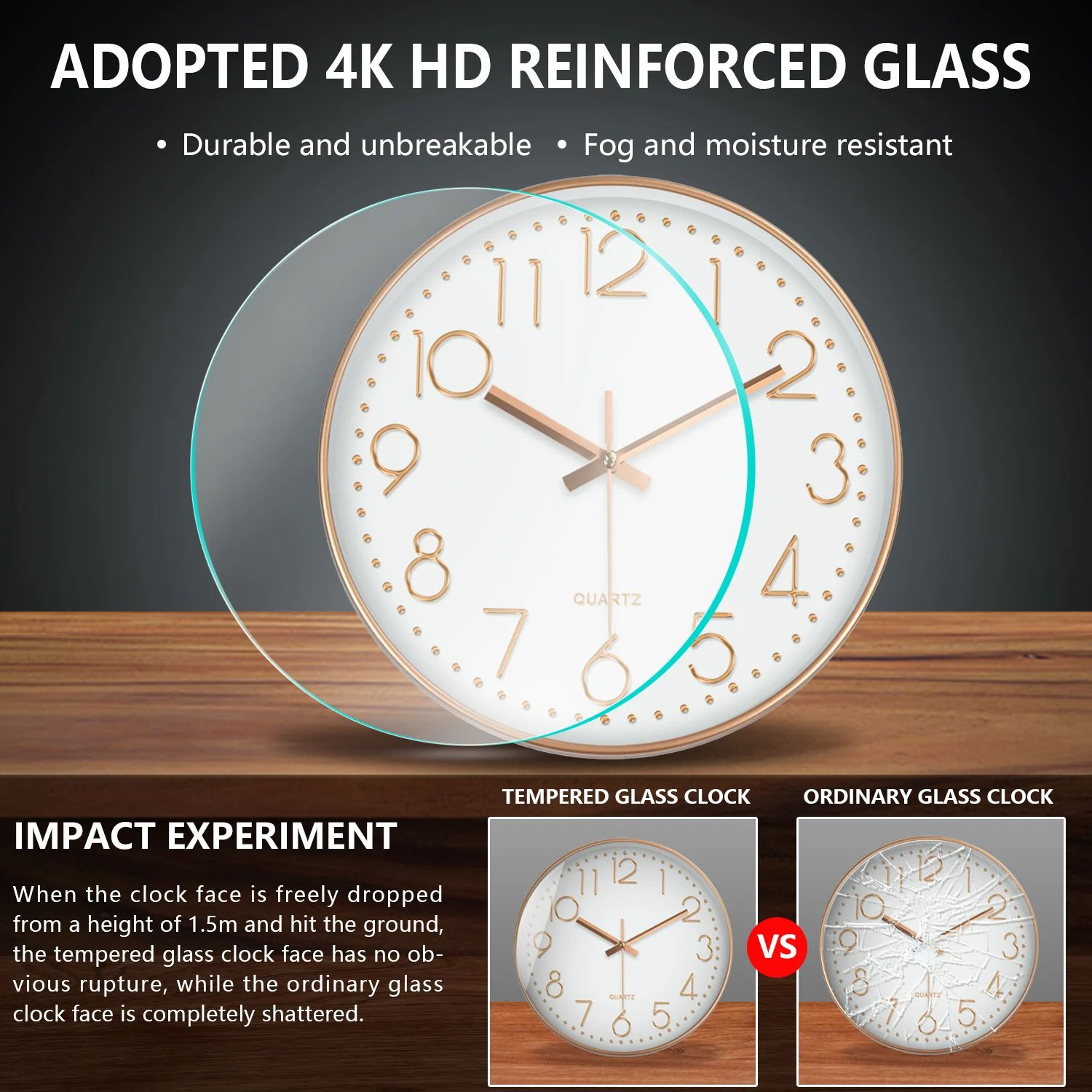 Minimalist Silent Quartz Wall Clock  Modern Square Digital Style Clock For Home  Office 3