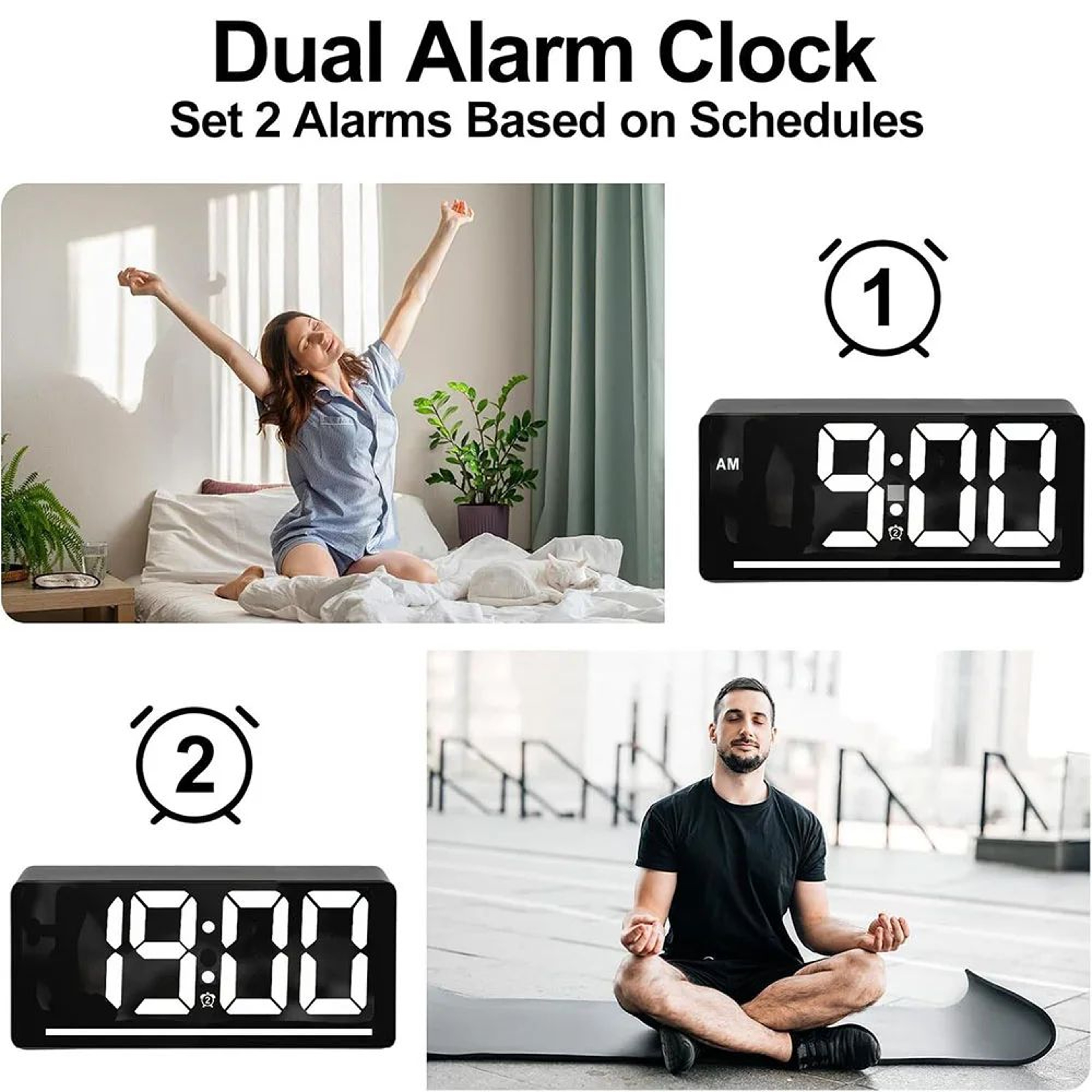 Large Display Digital Alarm Clock  LED Desk Clock With Temperature  Night Light For Home  Office 5