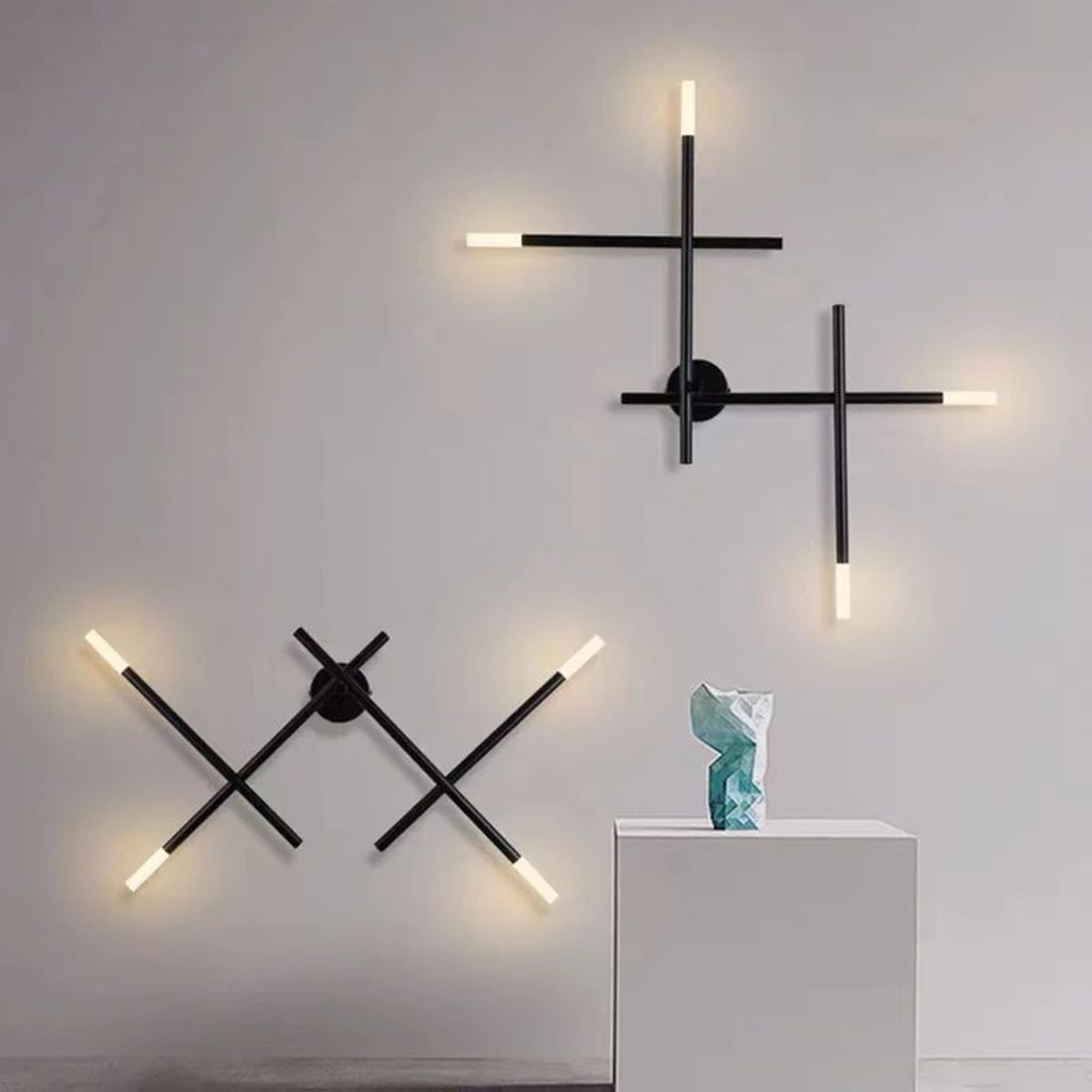 Nordic Cross LED Wall Lamp  Modern Minimalist Line Art Sconce For Living Room  Bedroom Lighting 0