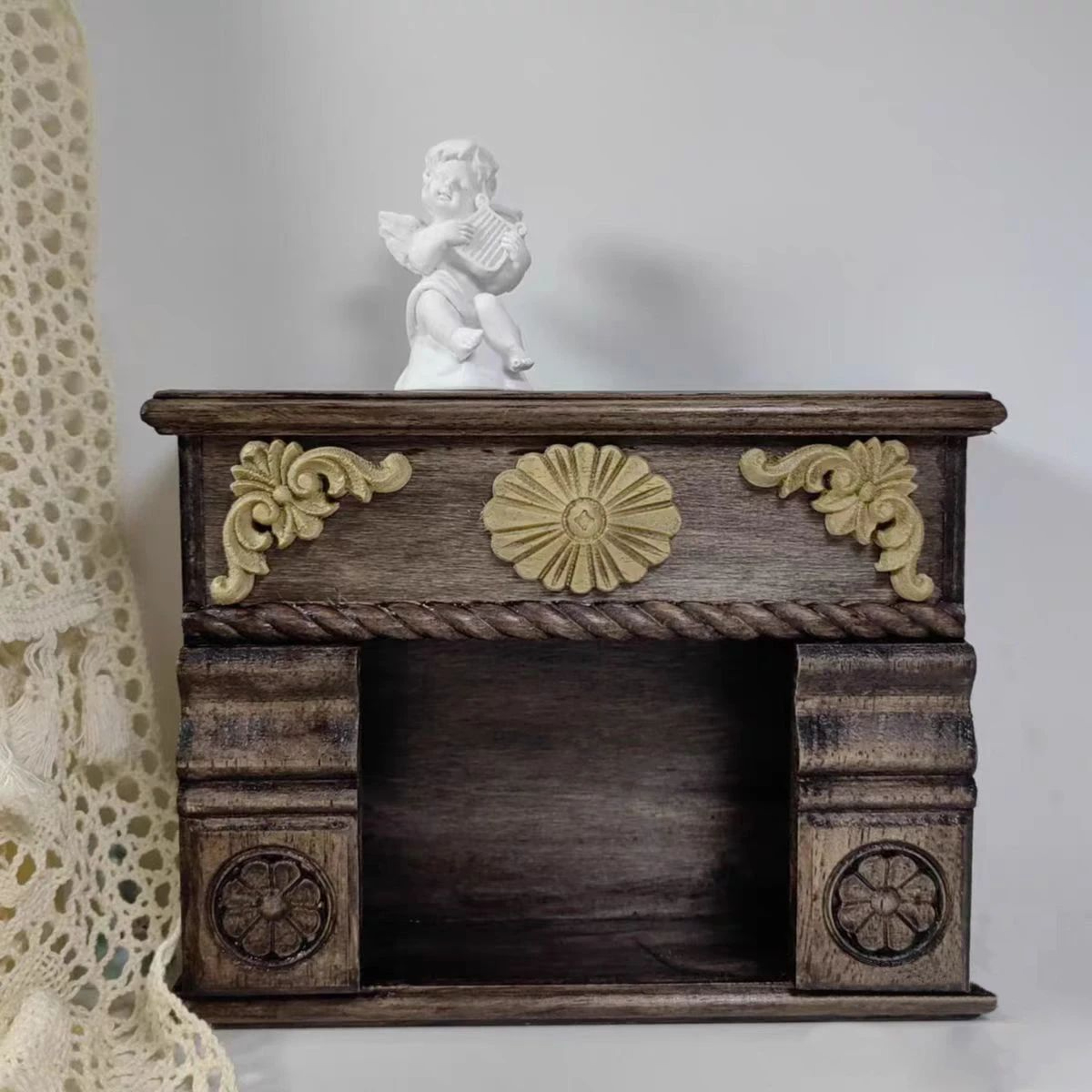 Unpainted Floral Wood Carved Corner Appliques  Decorative Onlay Trim For Furniture  Home Decor 2