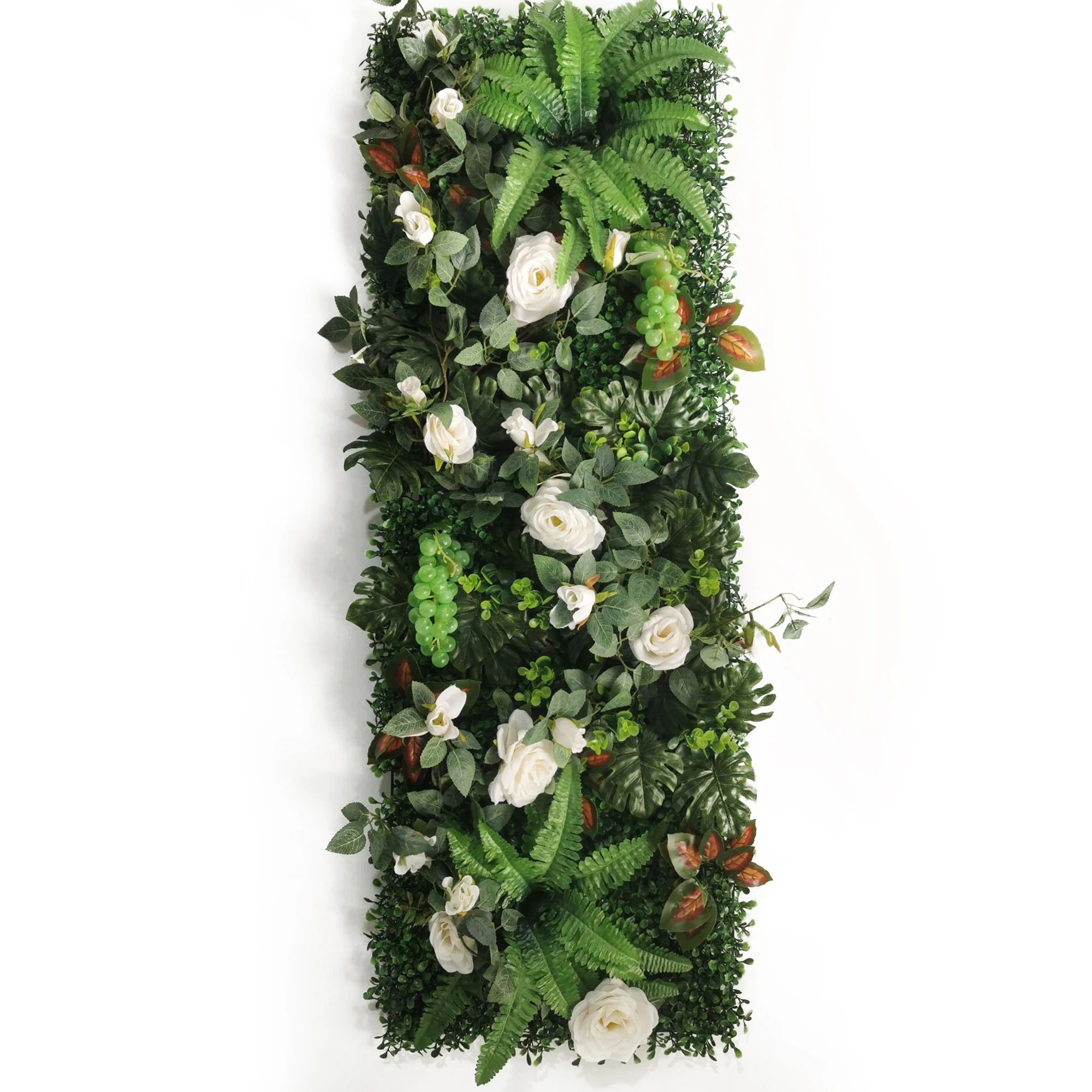 Artificial Rose Grass Wall Panel  16x47in Floral Lawn Decor With Straw Mat Backing 2