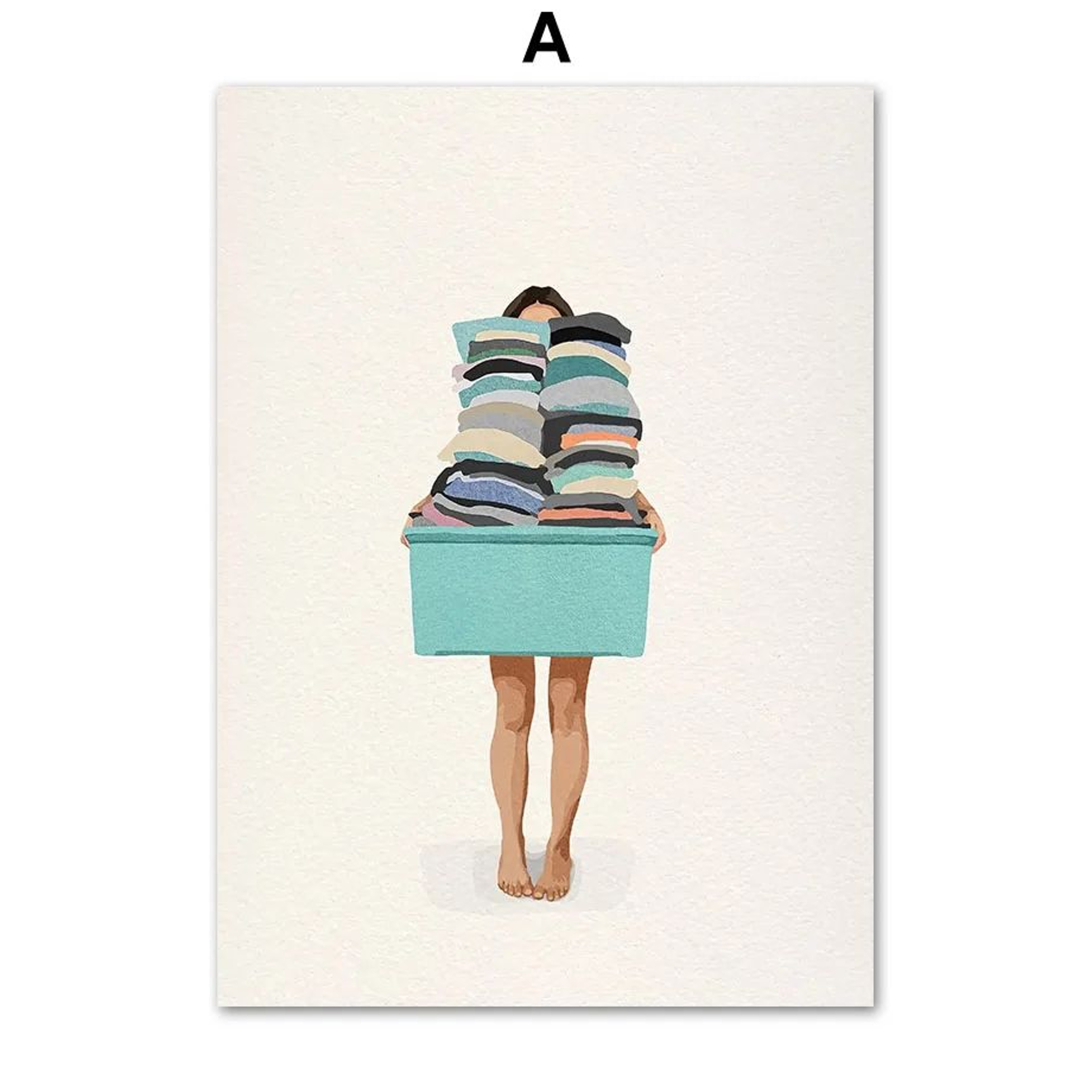 Laundry Girl Canvas Wall Art  Nordic Bathroom Poster Print Home Decor 5