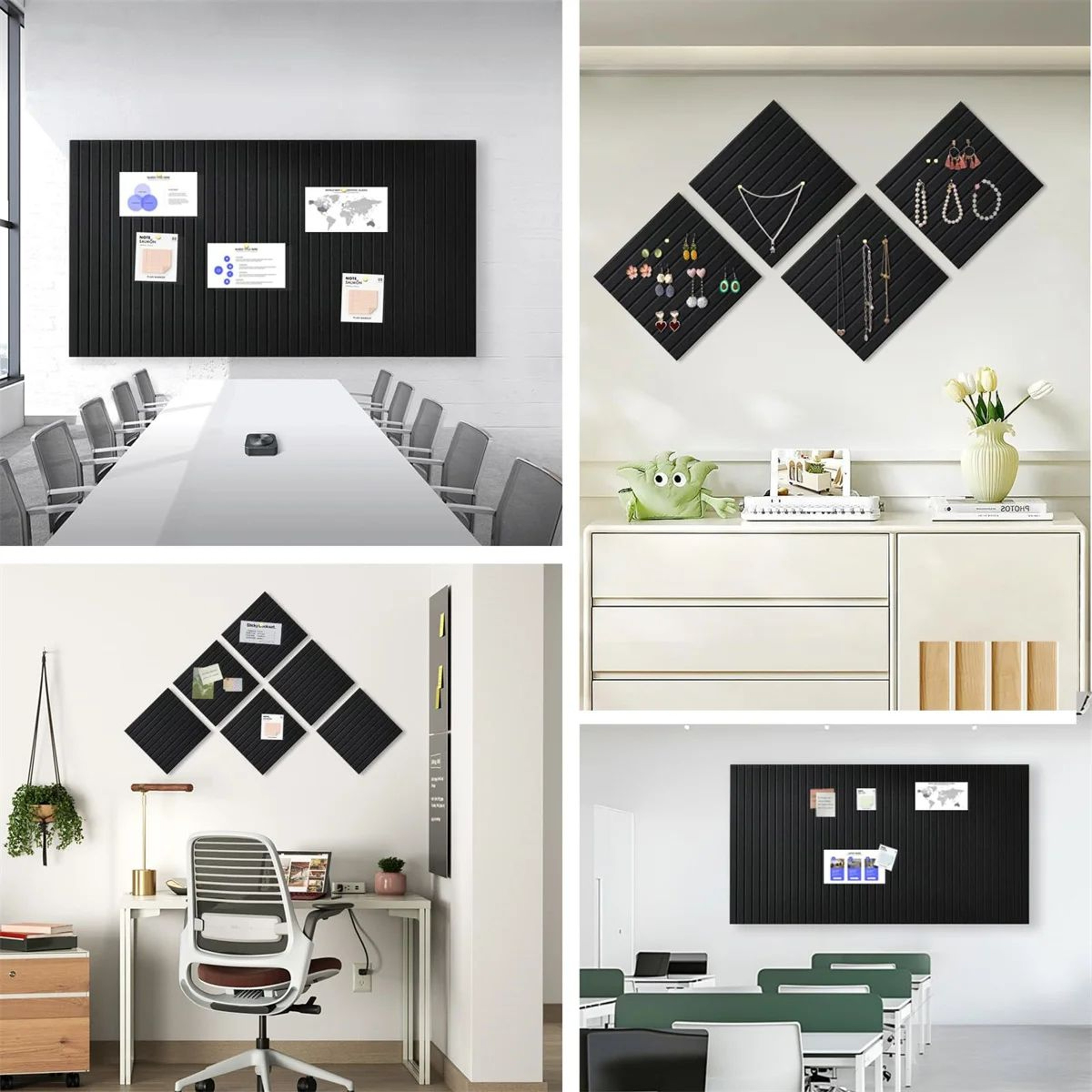 6 Pcs Large Black Felt Bulletin Board Tiles  SelfAdhesive Cork Board Alternative Message Board For  3