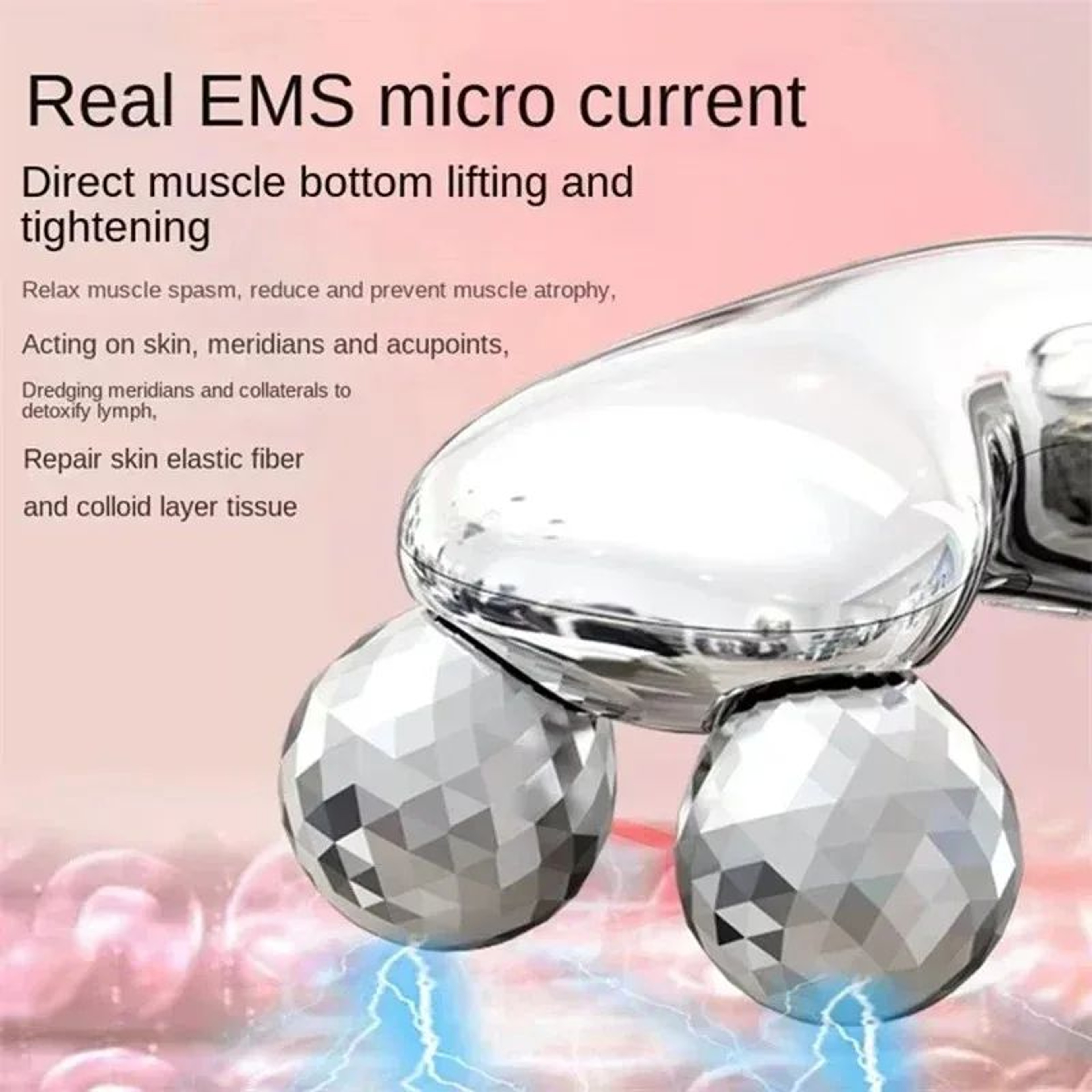 Electric Facial Microcurrent Beauty Massager  LED Face Lift Roller Skin Tightening Device With Vibr 2