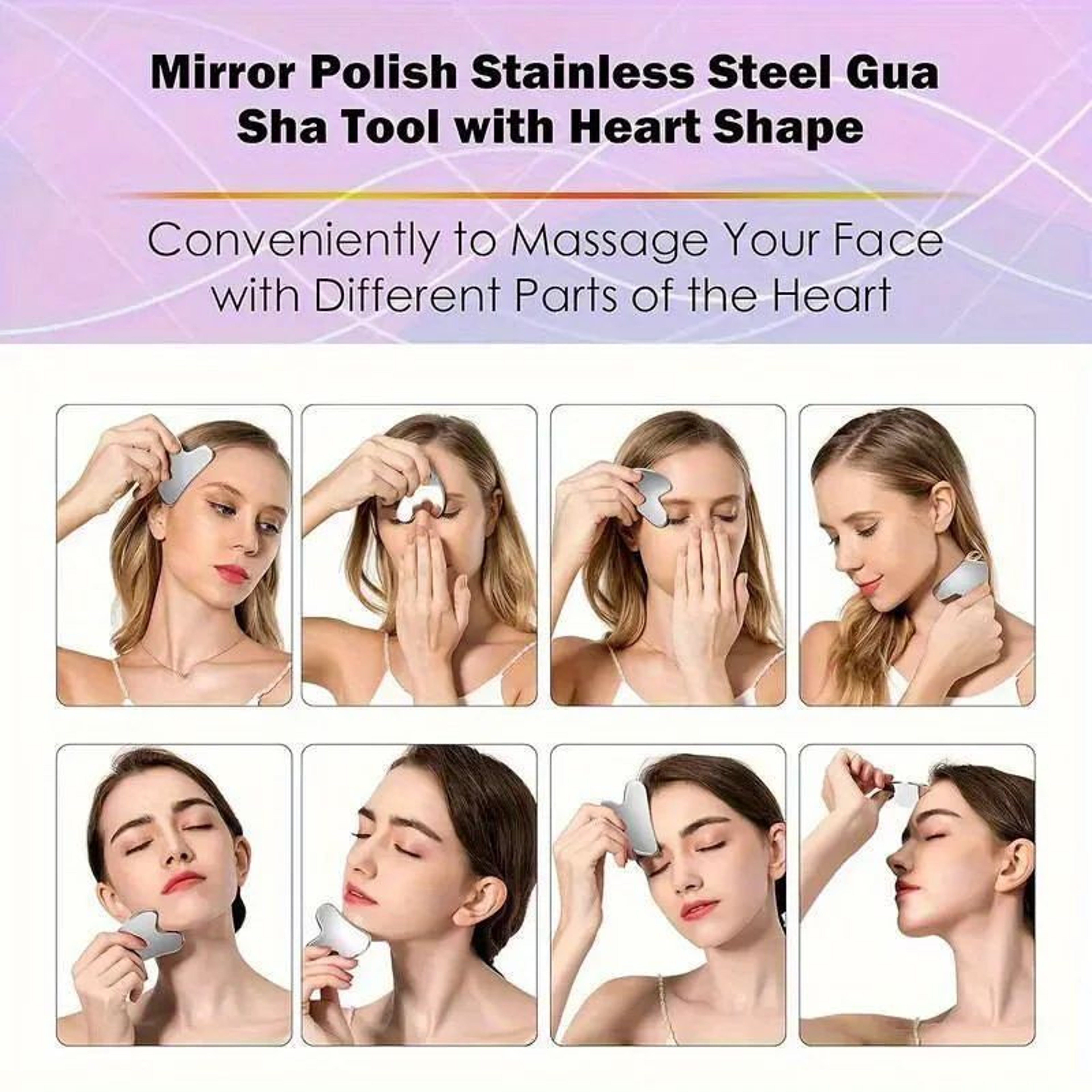 Stainless Steel Gua Sha Board  Cooling Facial Massage Tool For Skin Tightening Puffiness  Dark Circ 2