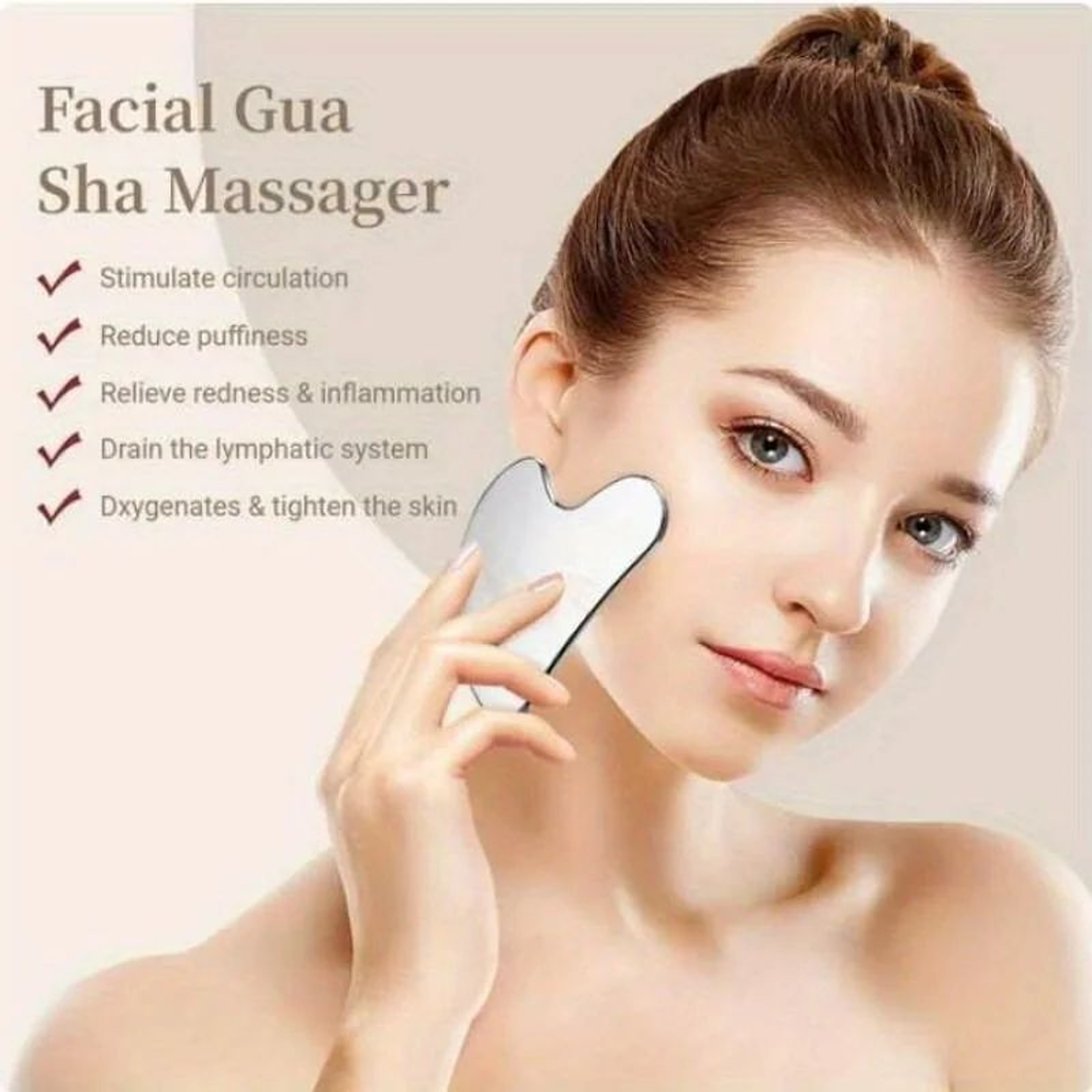 Stainless Steel Gua Sha Board  Cooling Facial Massage Tool For Skin Tightening Puffiness  Dark Circ 1
