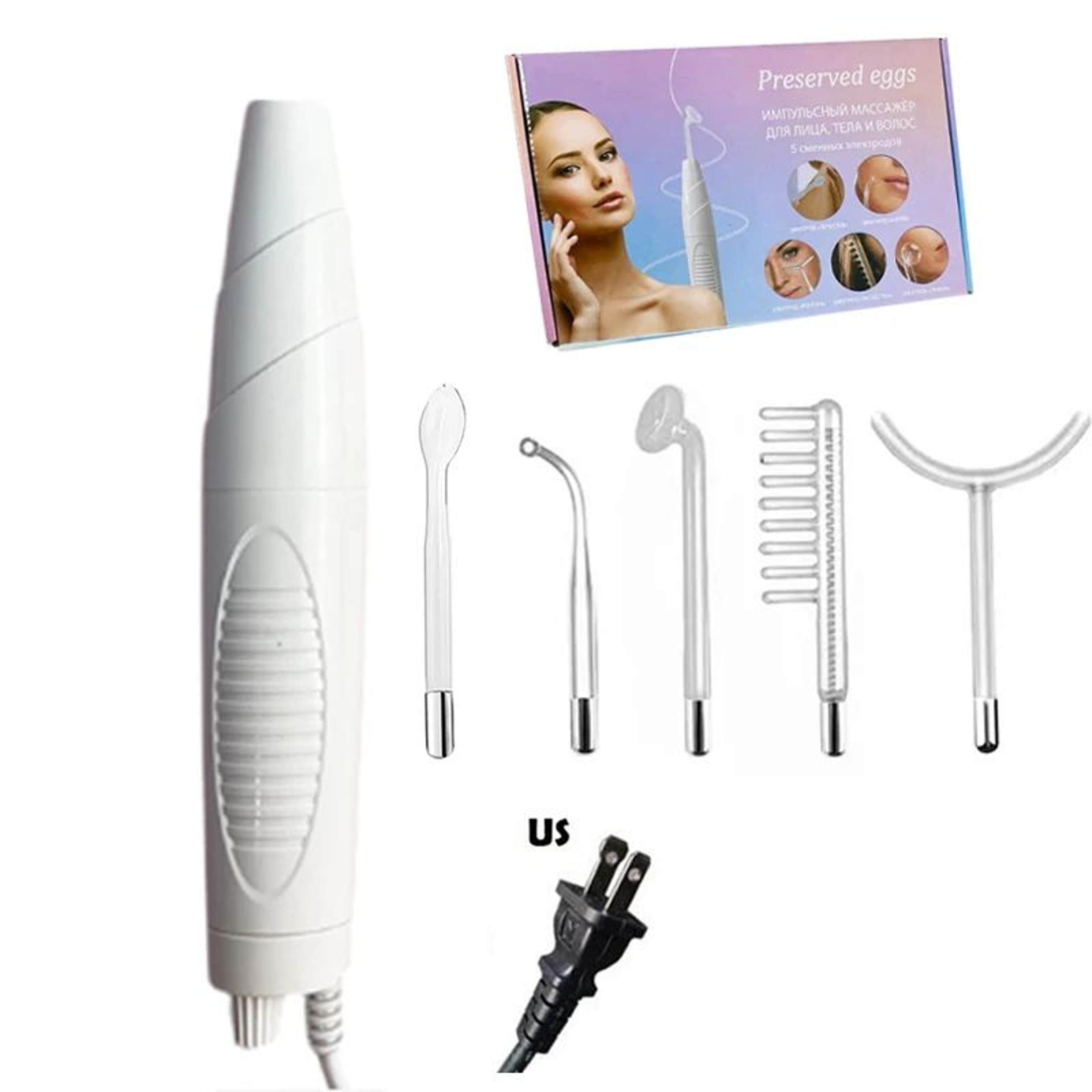 5 In 1 High Frequency Facial Wand Kit  Professional Handheld Skin Care Device With 5 Glass Electrod