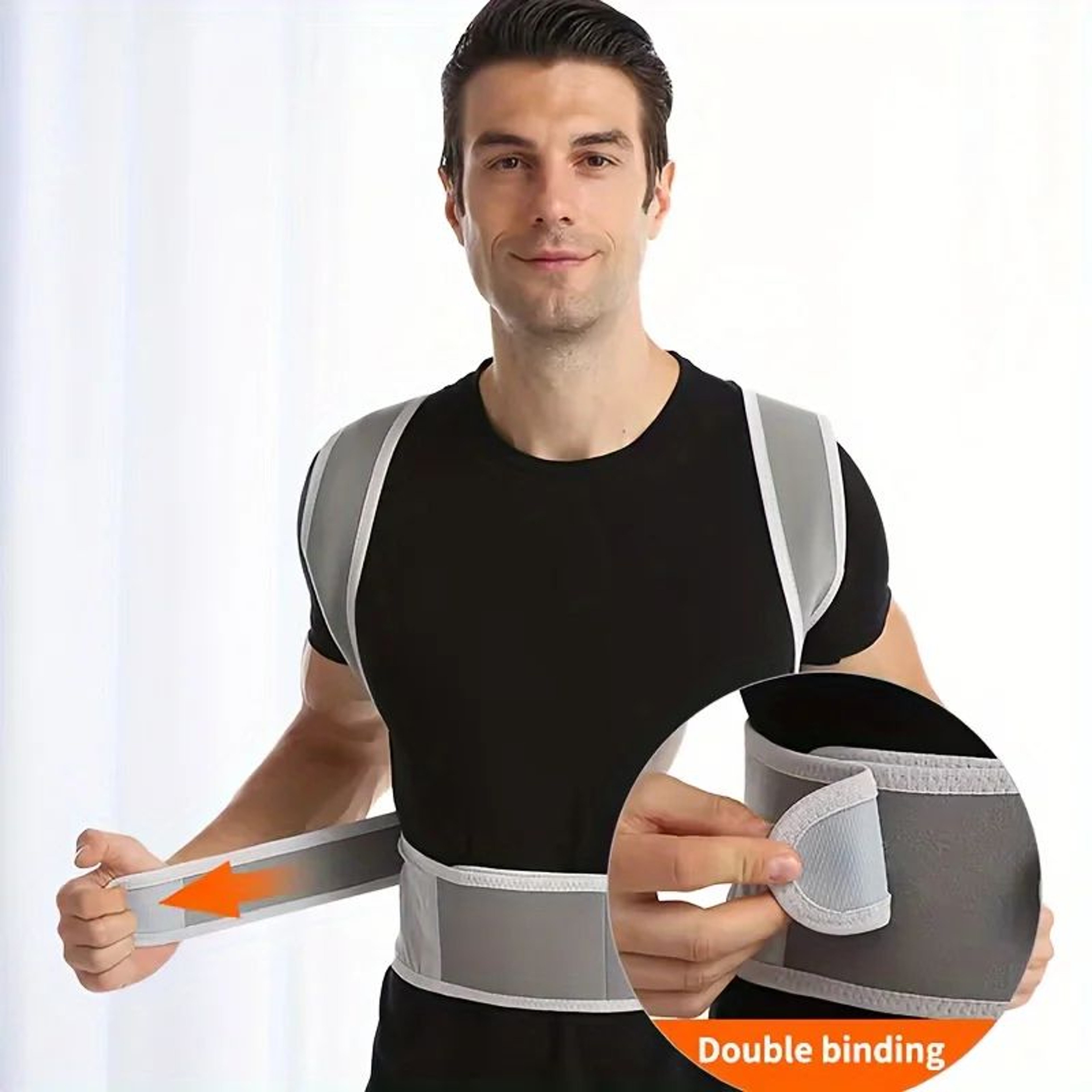 Universal Posture Support Belt  Adjustable Back Brace For Men  Women With Elastic Shoulder Support  3