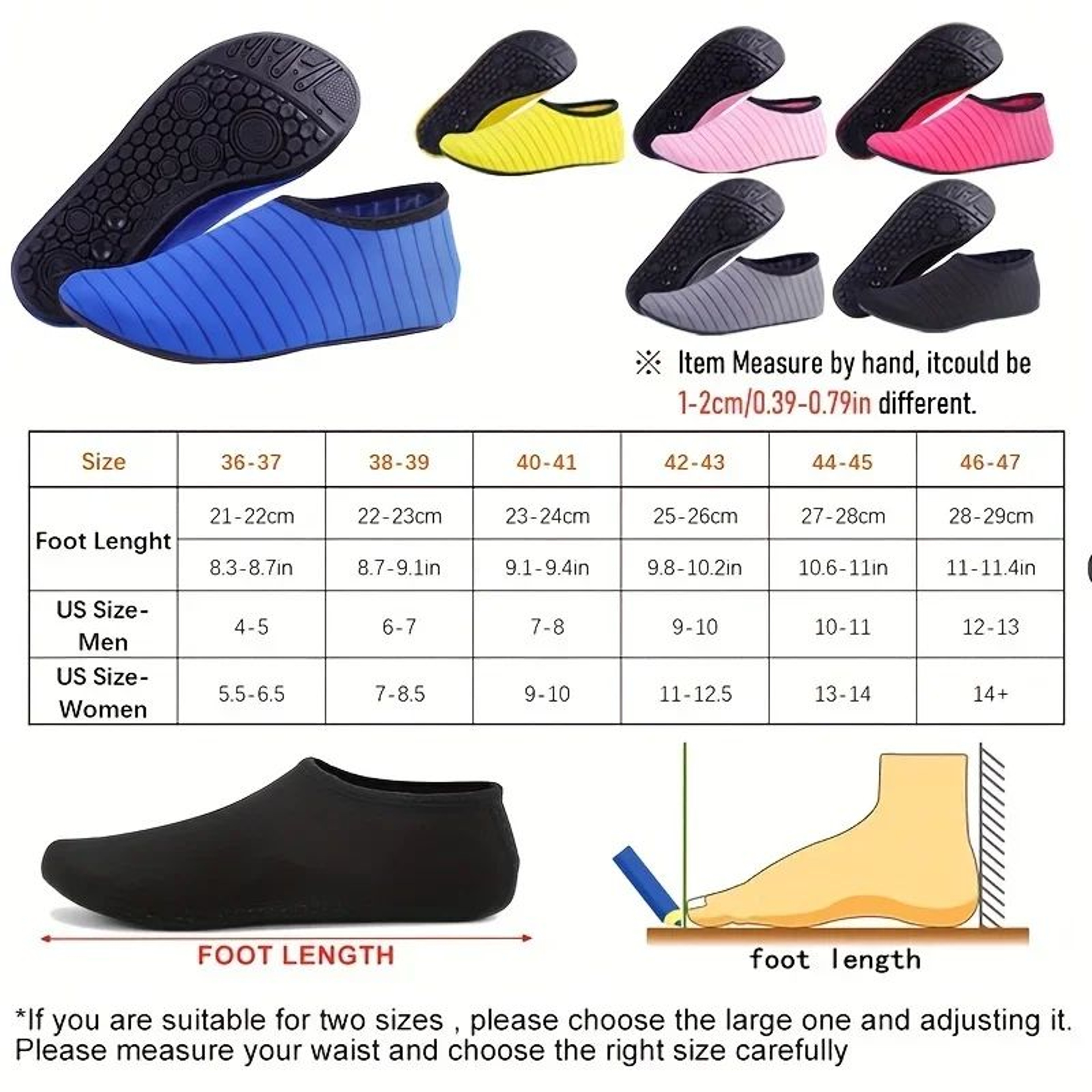 1 Pair Water Shoes  Barefoot Swim Socks With AntiSlip Sole QuickDry Beach Shoes For Men  Women 5