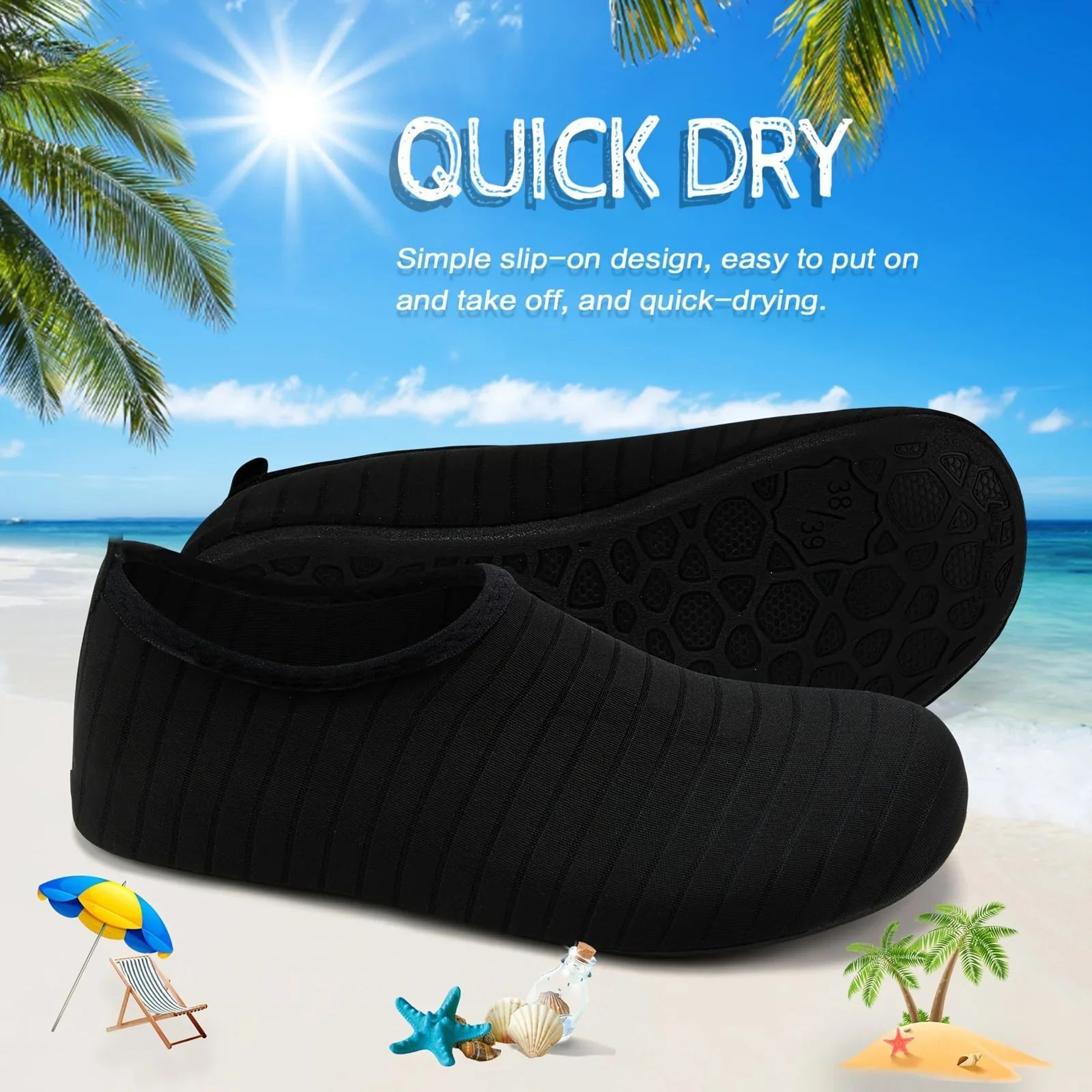 1 Pair Water Shoes  Barefoot Swim Socks With AntiSlip Sole QuickDry Beach Shoes For Men  Women 1