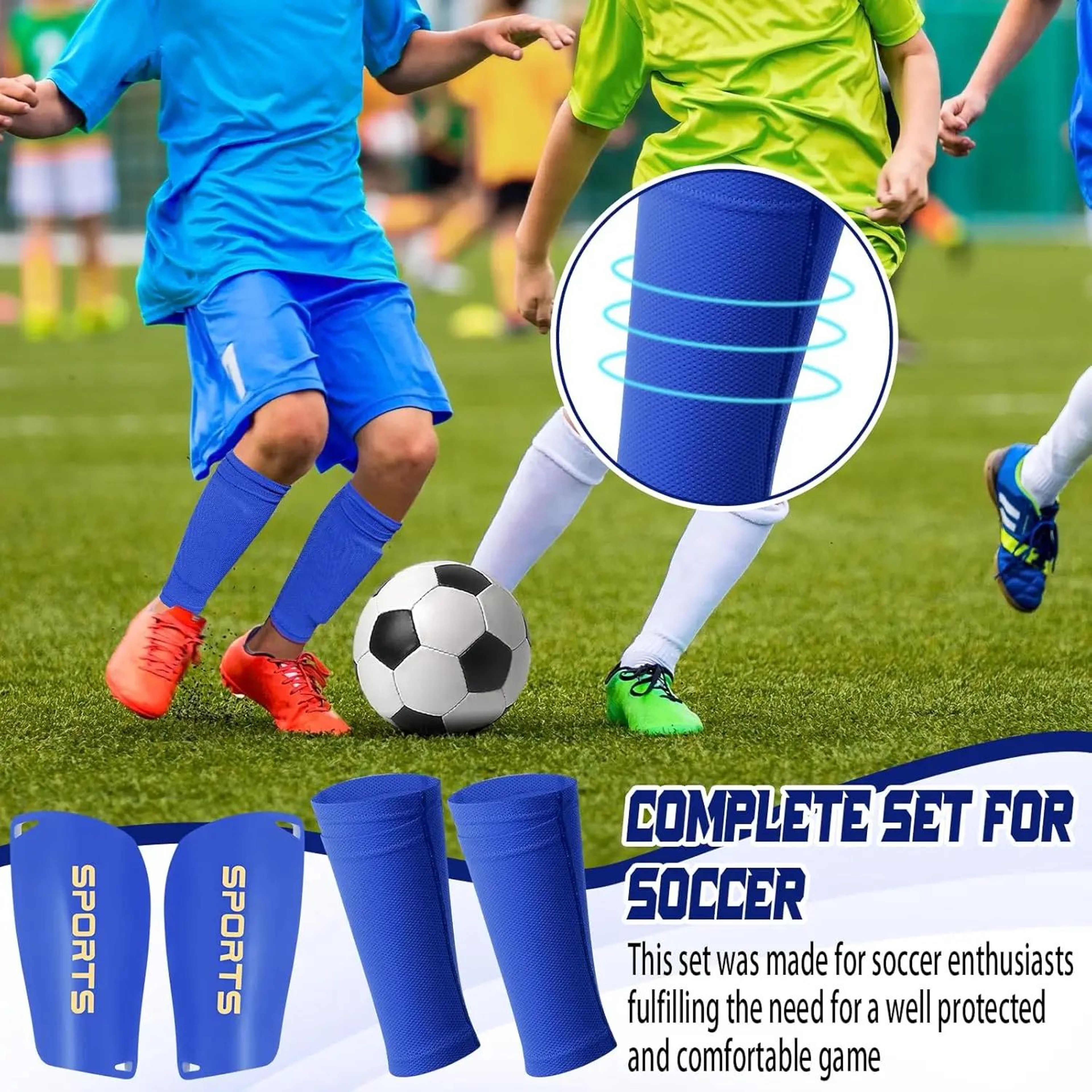 Soccer Shin Guards With Sock Sleeves  EVA Shin Pads For Kids Youth  Adults Football Leg Protection  4