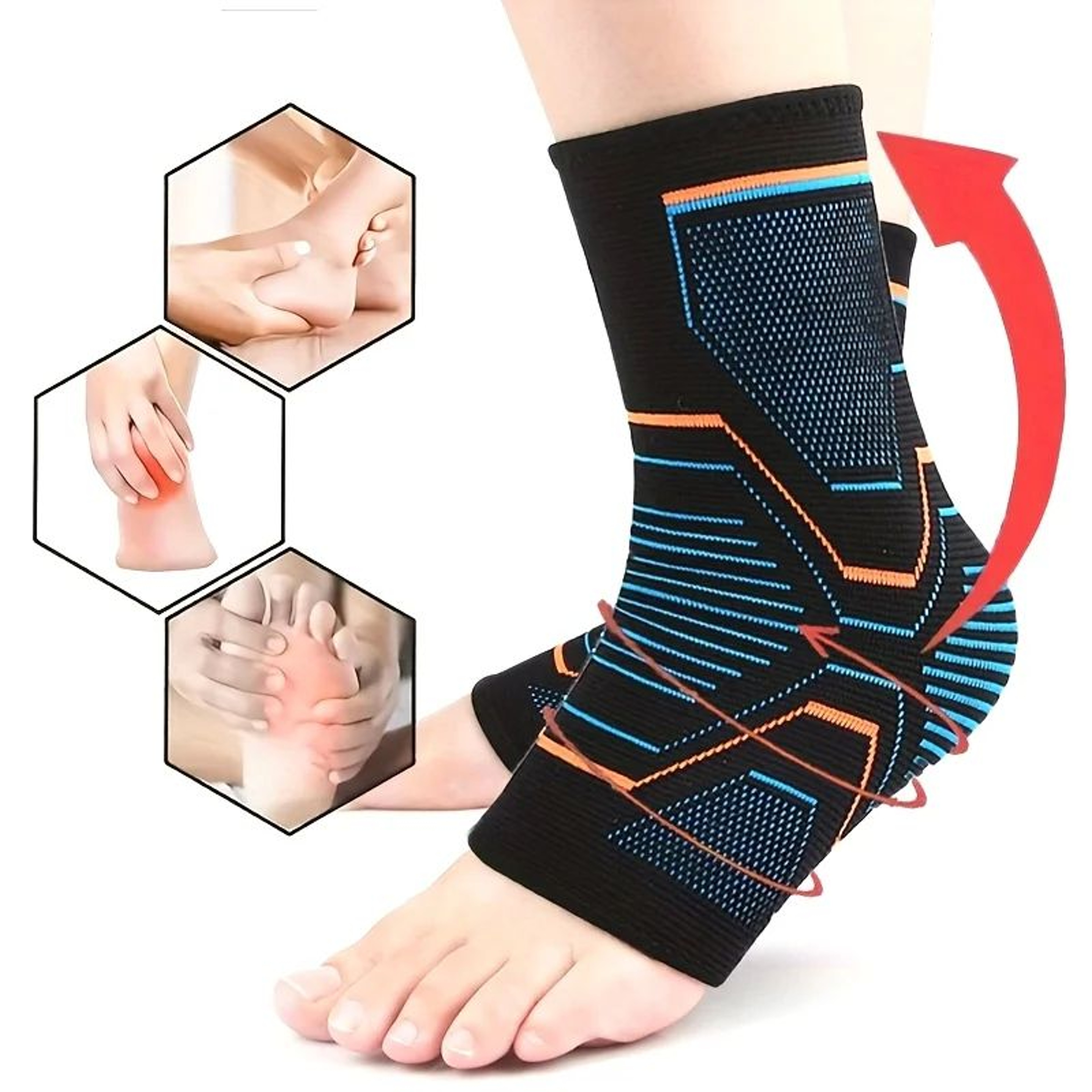 Adjustable Ankle Brace Compression Sleeve  Arch Support Sock For Plantar Fasciitis Tendon Support   6