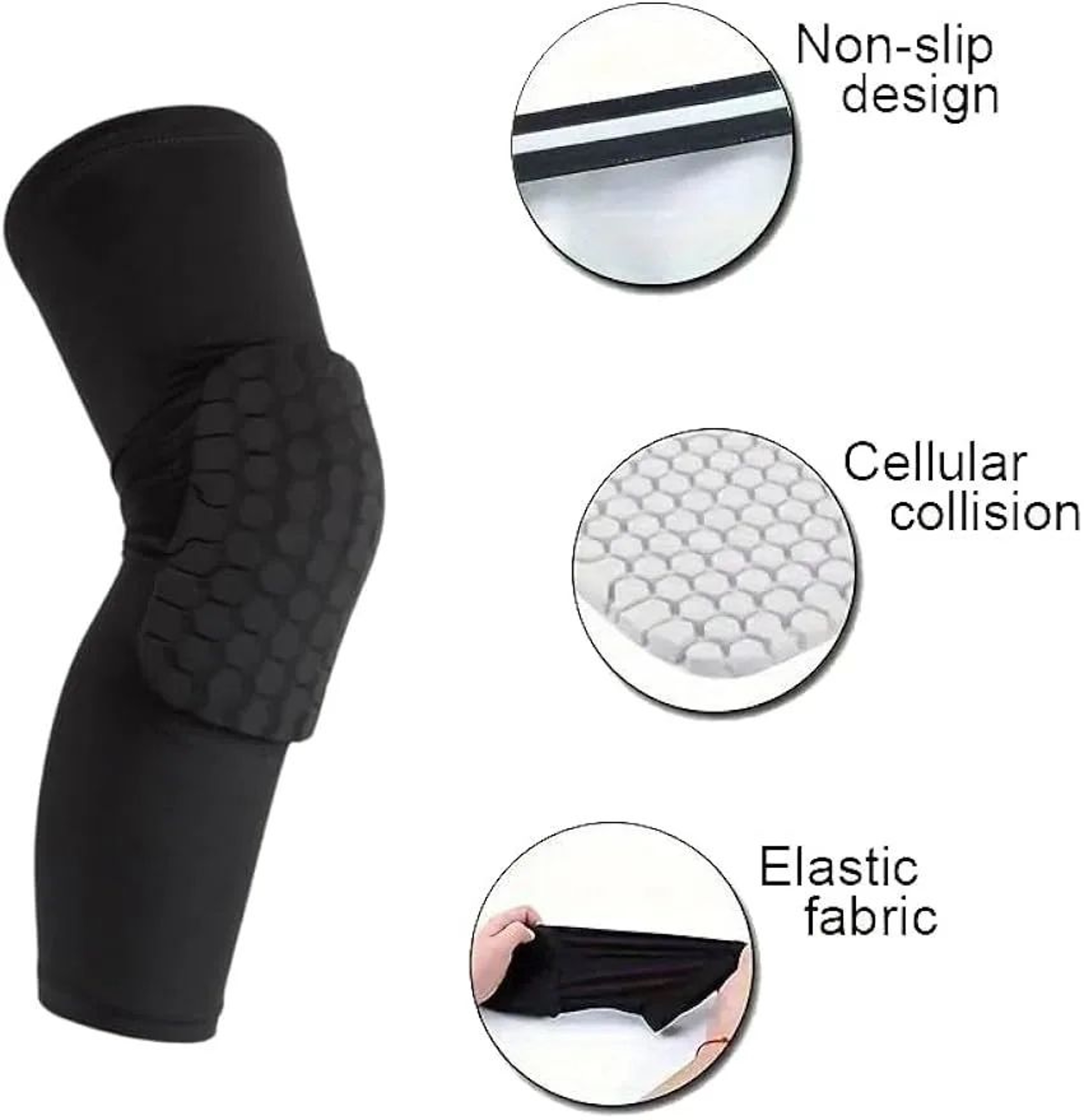 1pc EVA Honeycomb Basketball Knee Compression Sleeve  Nylon Knee Pad Support For Men  Women Outdoor 2