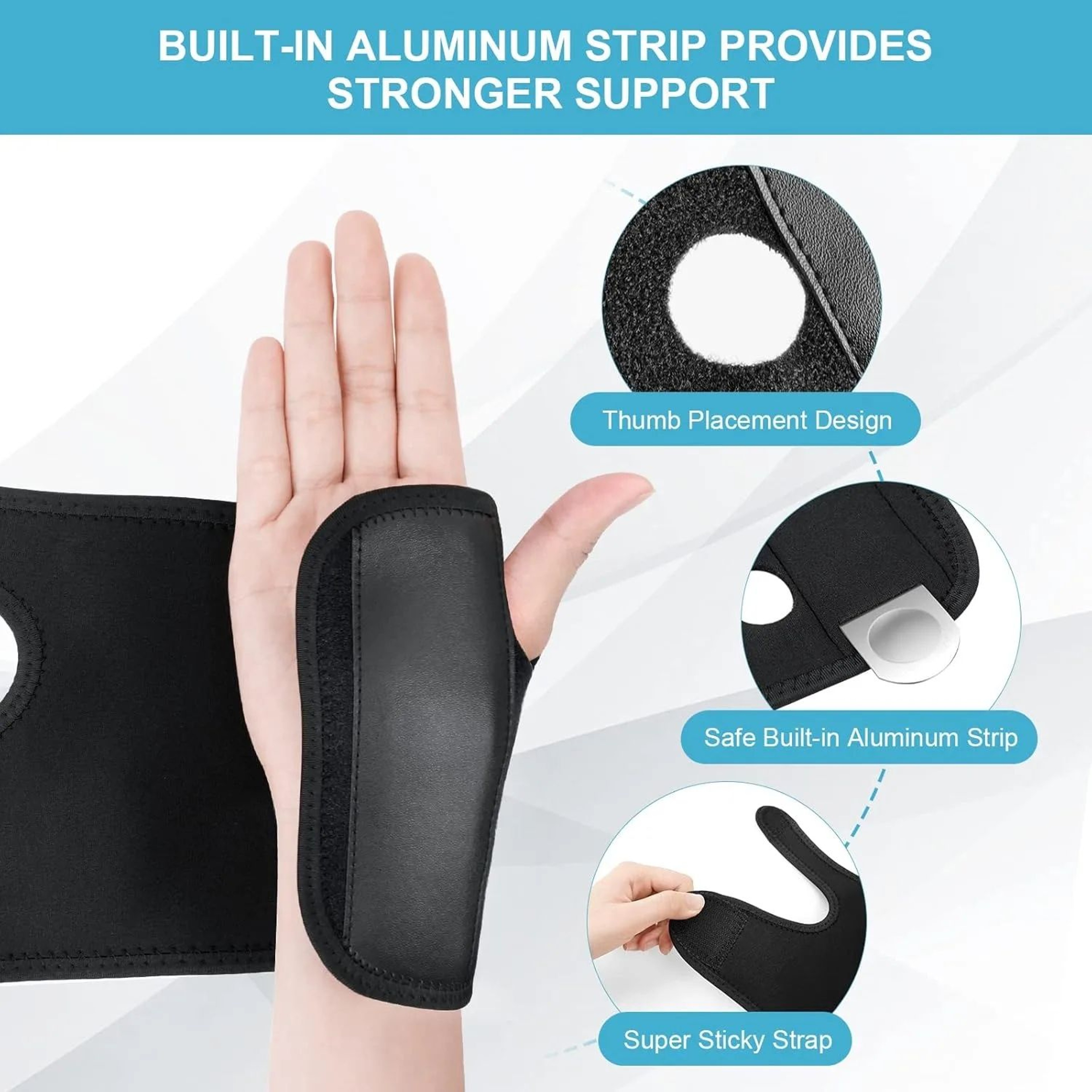 1pc Wrist Brace For Carpal Tunnel  Left  Right Hand Wrist Support For Men  Women Night Pain Relief 2