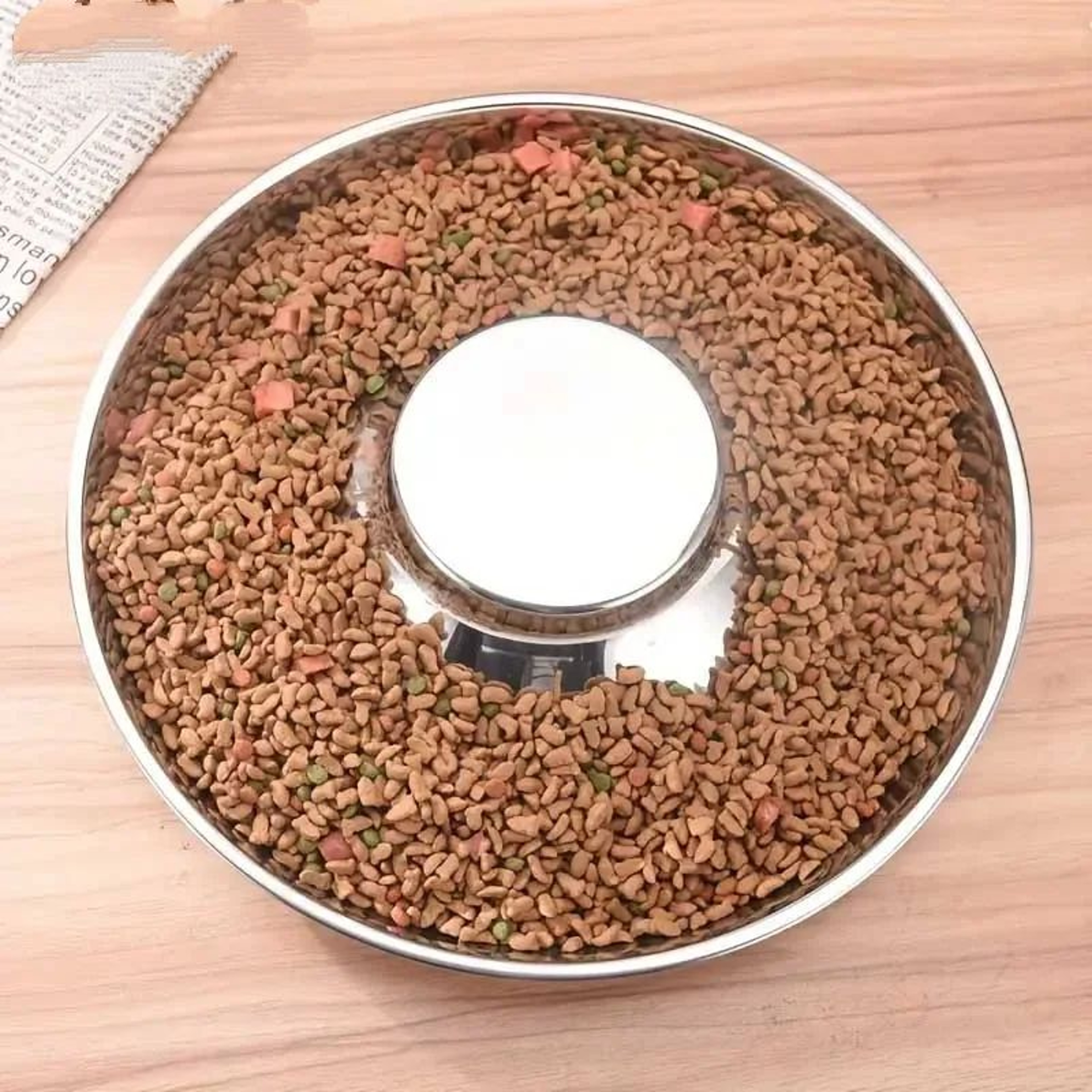1pc Stainless Steel Slow Feeder Dog Bowl  Puppy Weaning Food  Water Feeding Dish For Small Pets 2