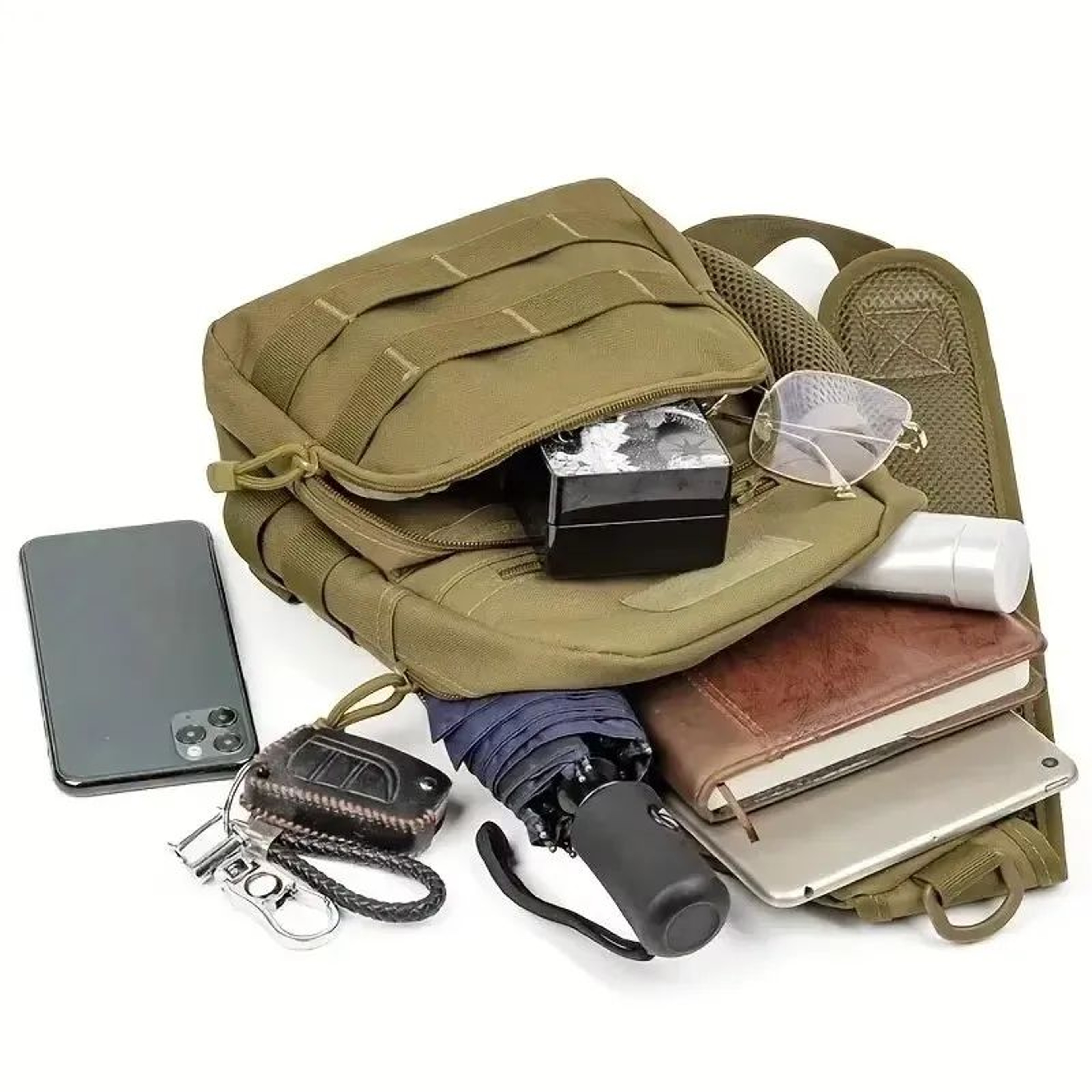 Tactical Shoulder Sling Bag  800D Oxford Molle Chest Backpack For Hiking Camping  Fishing 2