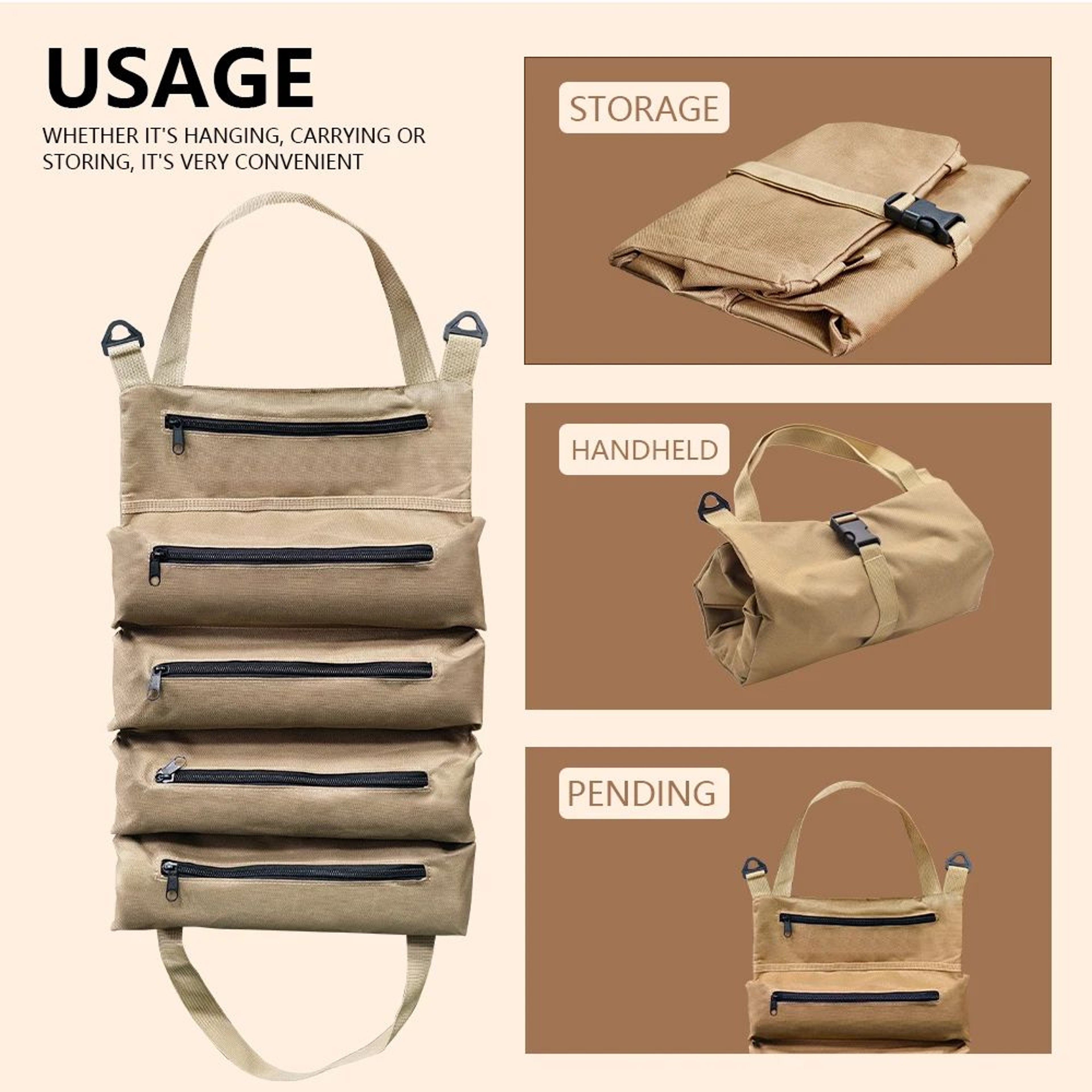 Multifunctional Oxford Cloth RollUp Tool Bag  Detachable Tool Storage Organizer For Workers Enginee 1