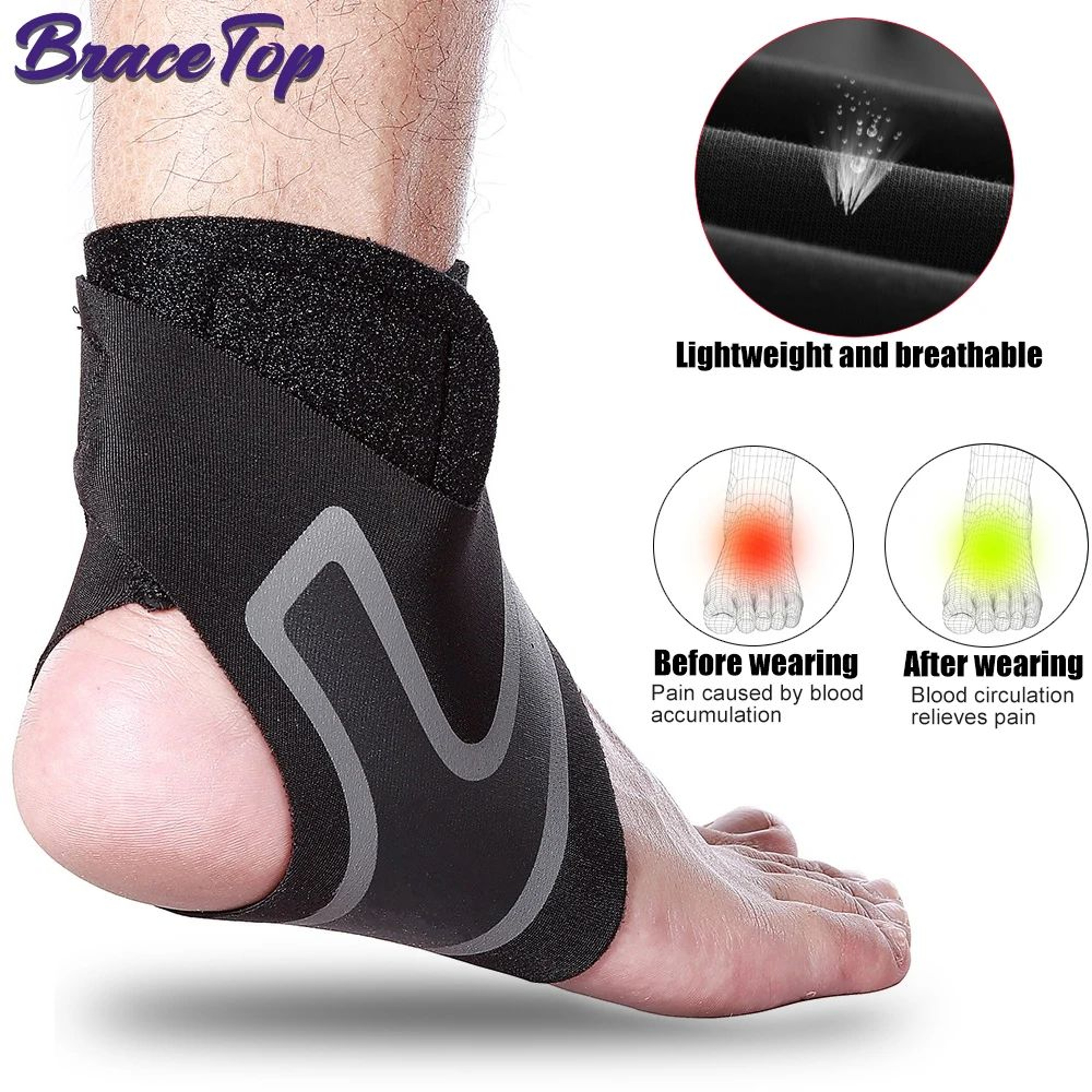 1pc Adjustable Sport Ankle Stabilizer Brace  Compression Ankle Support For Running Basketball  Spra 1