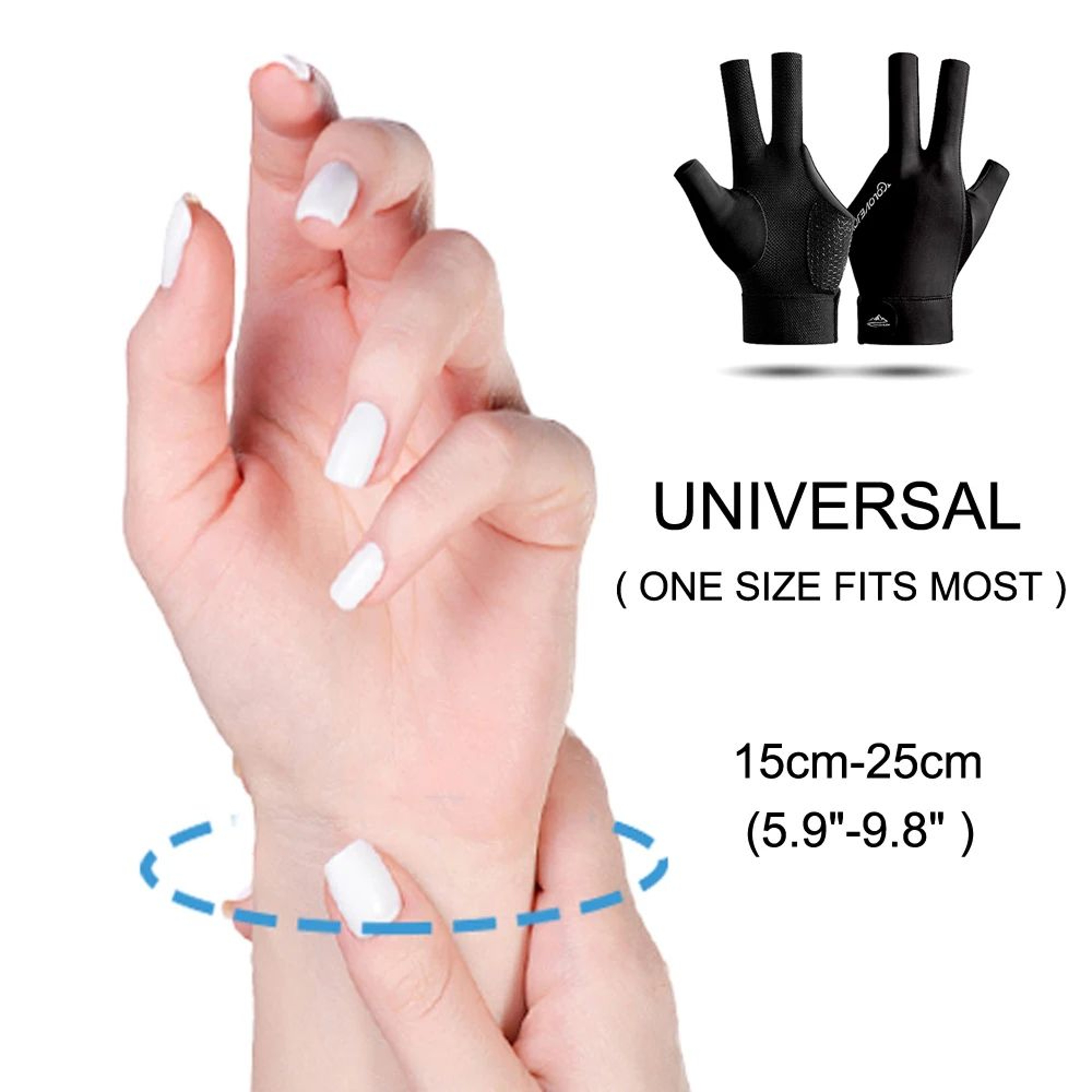 1pc Snooker Billiard Cue Glove  Three Finger Pool Glove For Left Hand Breathable Polyester For Men  5