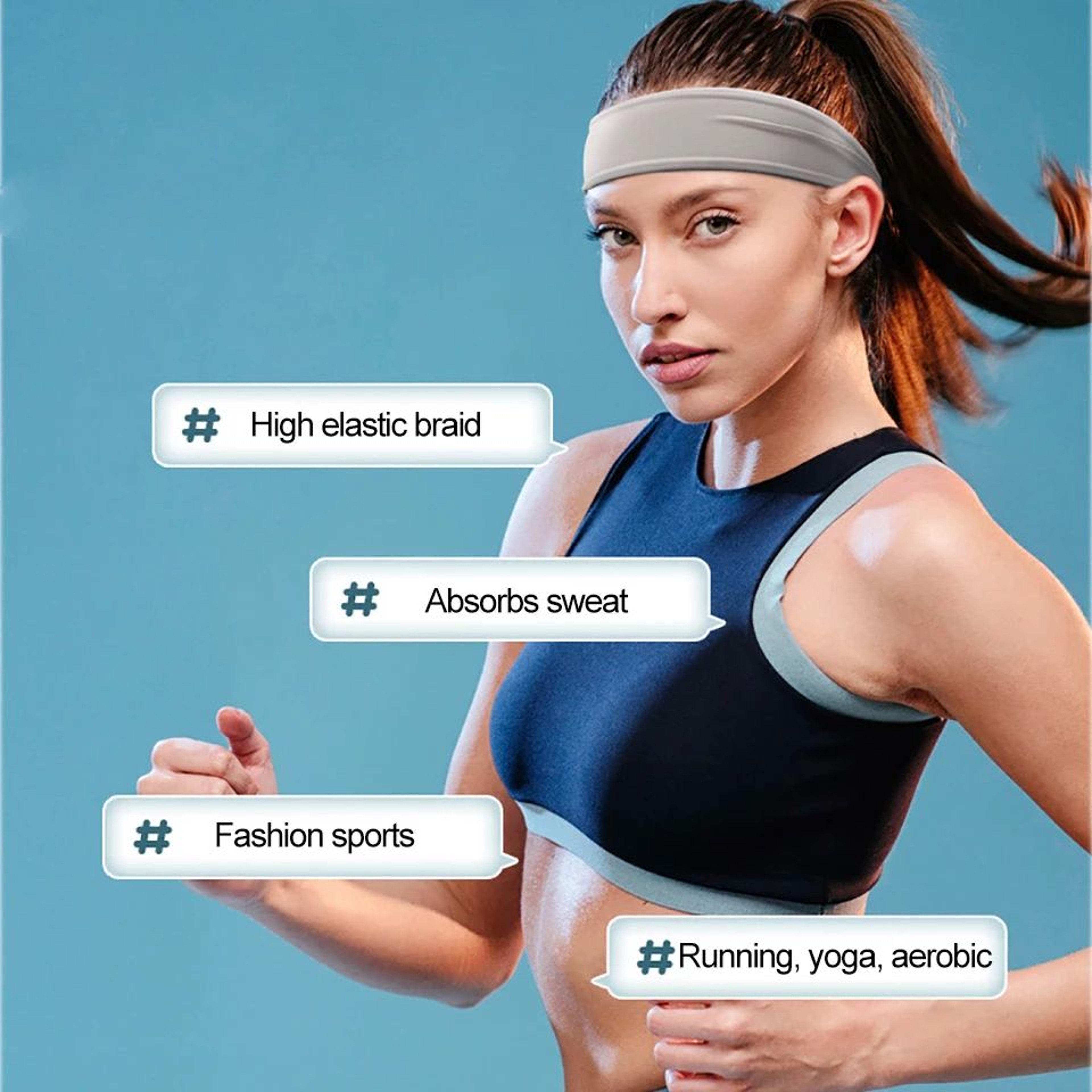 NonSlip Sports Headband  Moisture Wicking Workout Sweatband For Running Cycling Yoga  Fitness 5