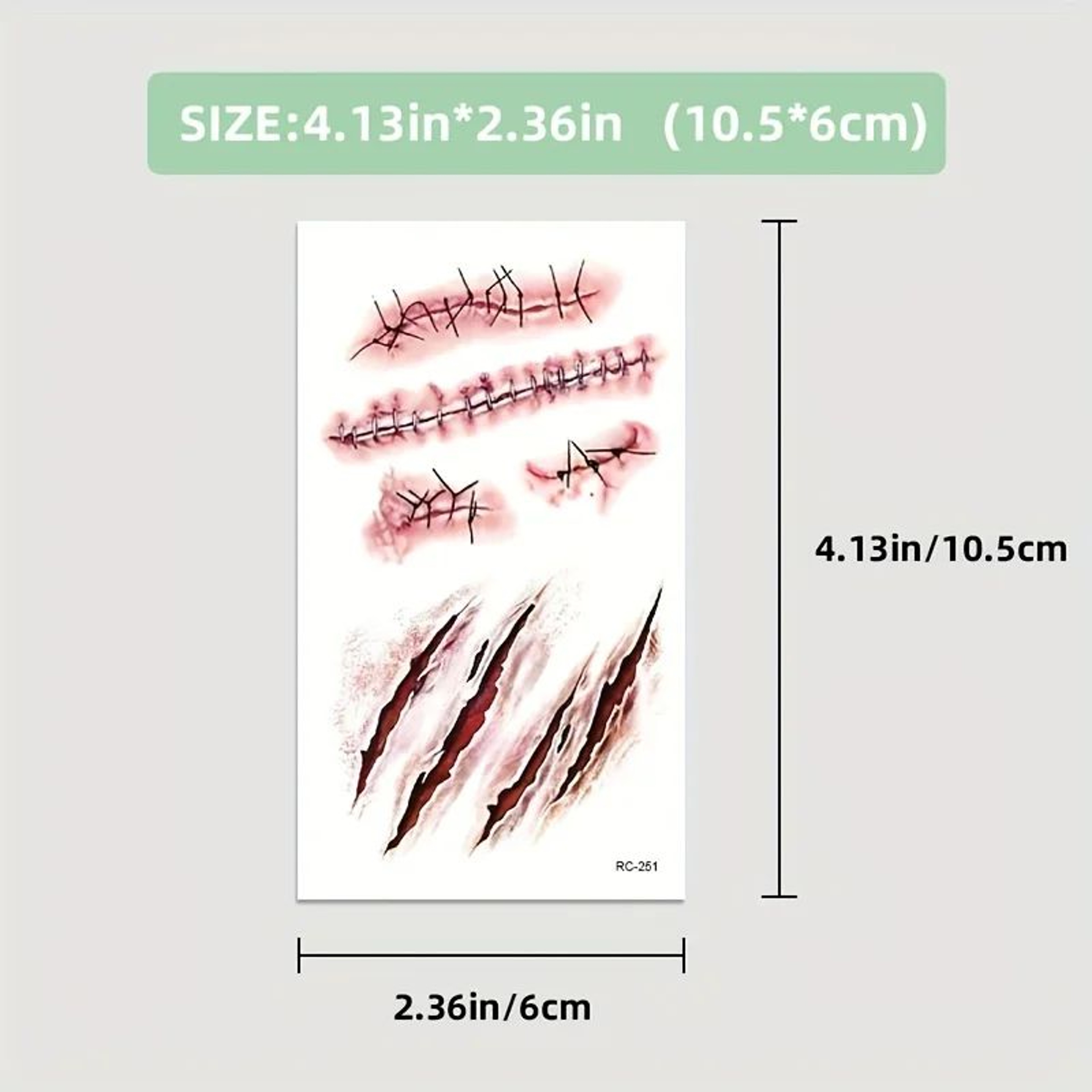 510pcs Halloween Scar Temporary Tattoo Stickers  Waterproof Fake Blood Wound Tattoos For Cosplay  P