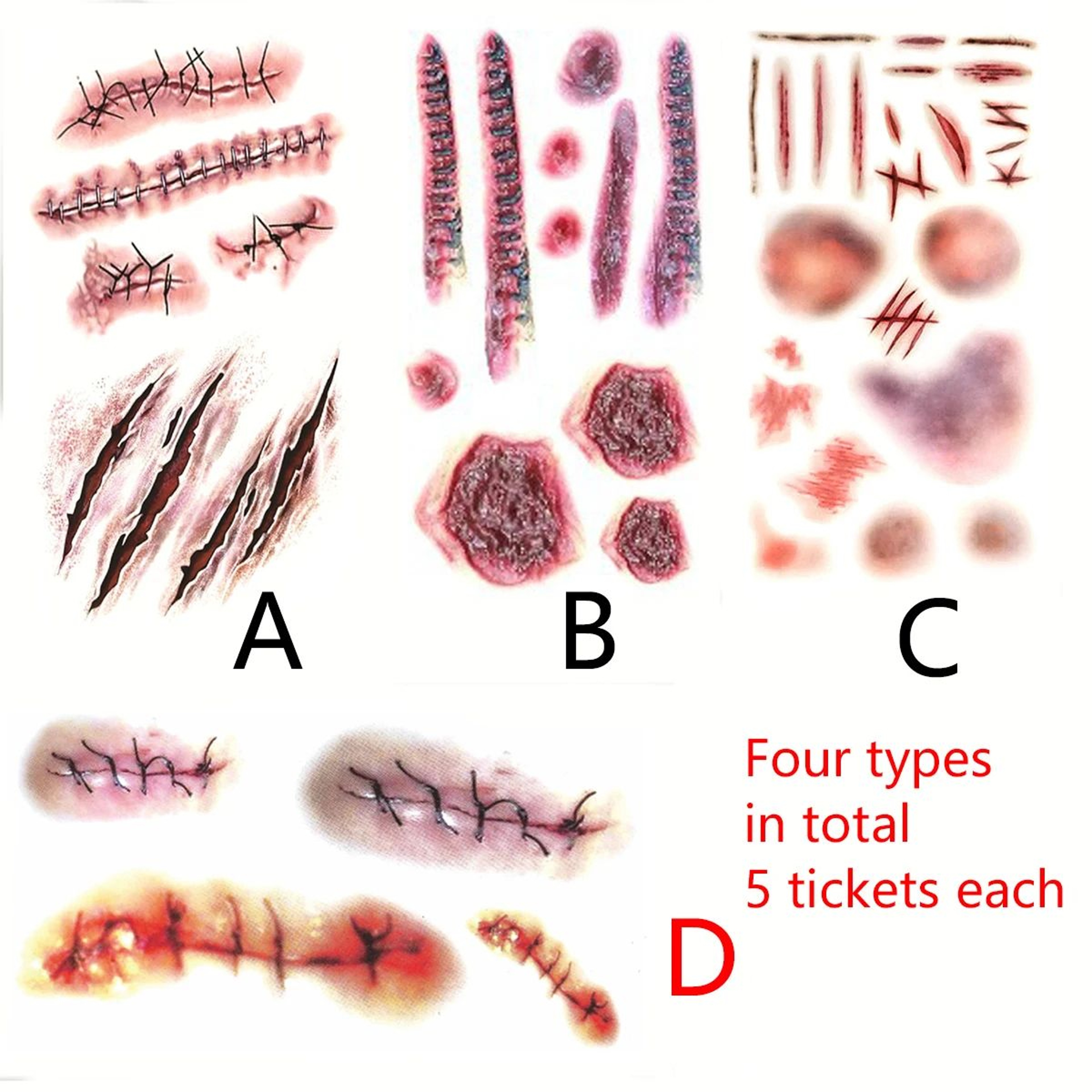 510pcs Halloween Scar Temporary Tattoo Stickers  Waterproof Fake Blood Wound Tattoos For Cosplay  P