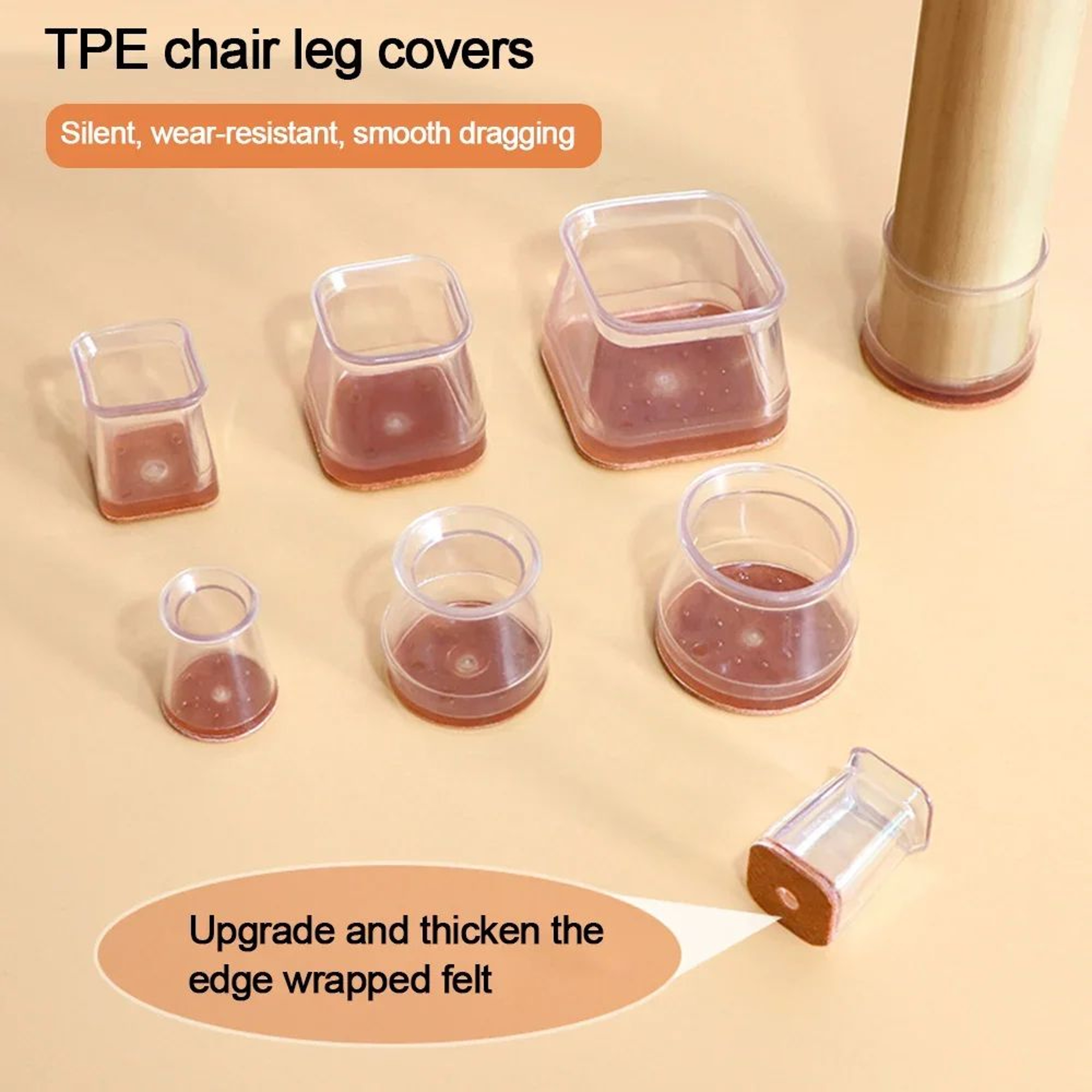8pcs Silicone Chair Leg Covers  Thickened NonSlip Floor Protectors For Chairs Stools  Furniture Leg 2