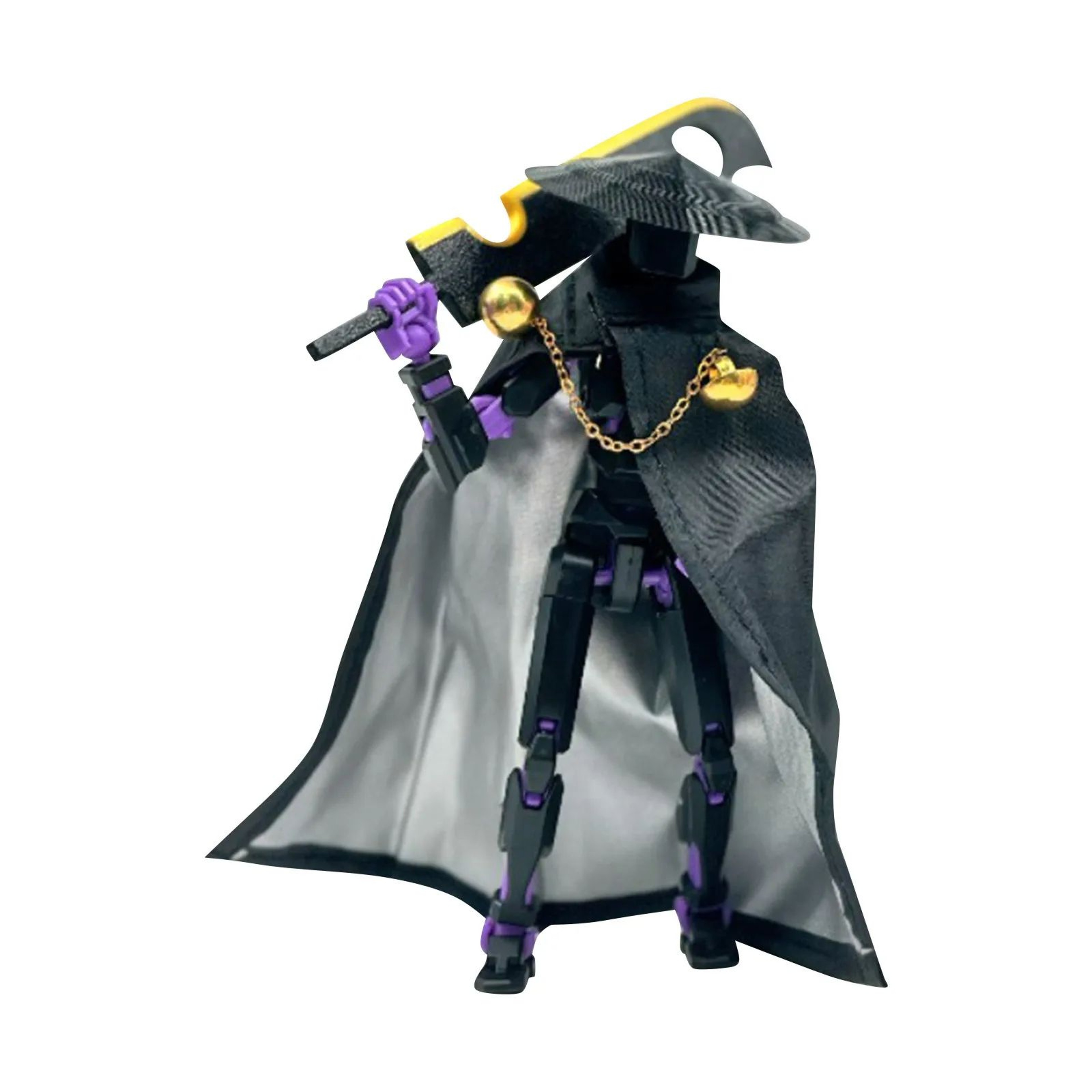 T13 MultiJointed Action Figure  Movable Swordsman Dummy With Cape Hat 8 Weapons  Interchangeable Ha 2