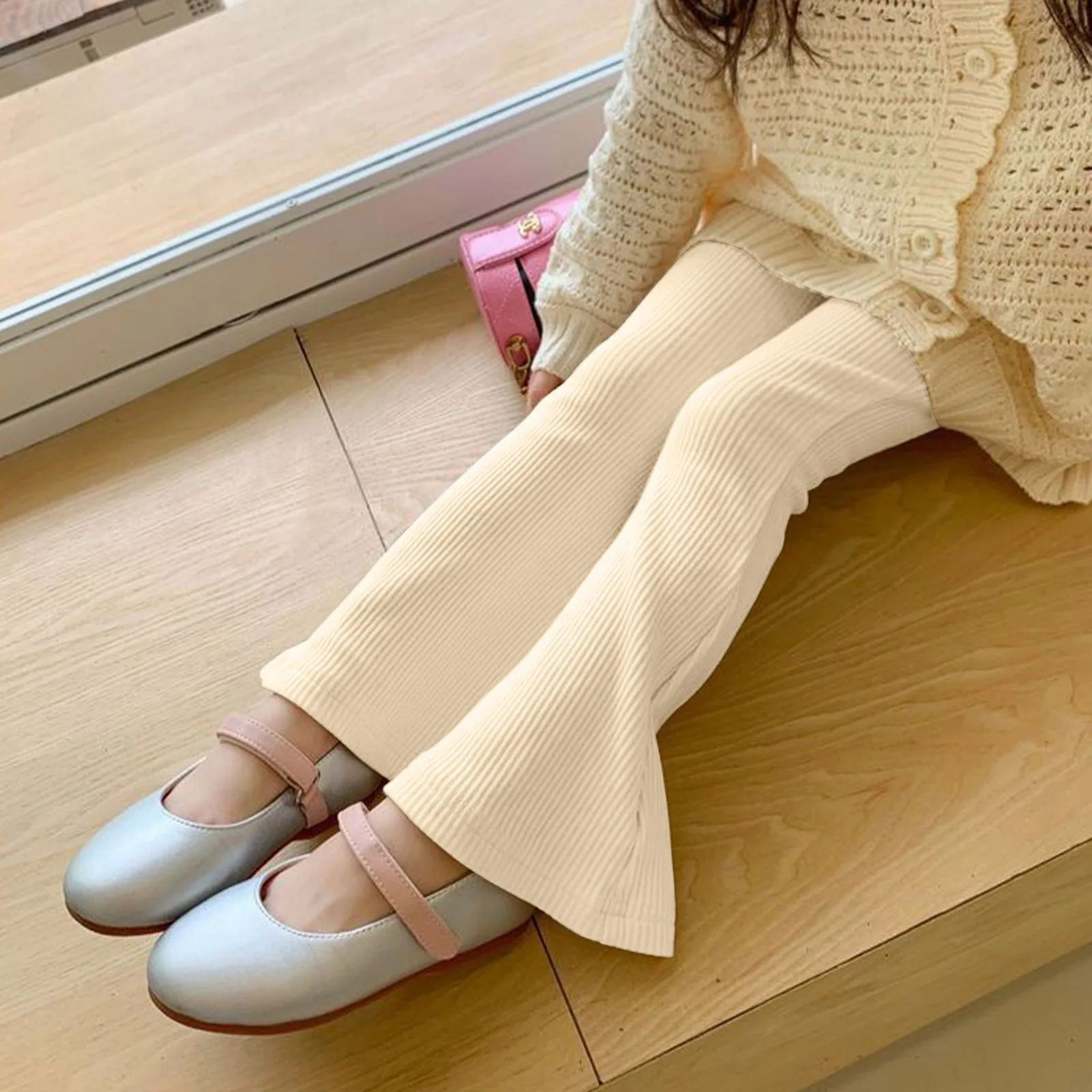 Girls Cotton Flare Leggings  High Waisted Bootcut Yoga Pants Kids Bell Bottom Stretch Casual Pants  3
