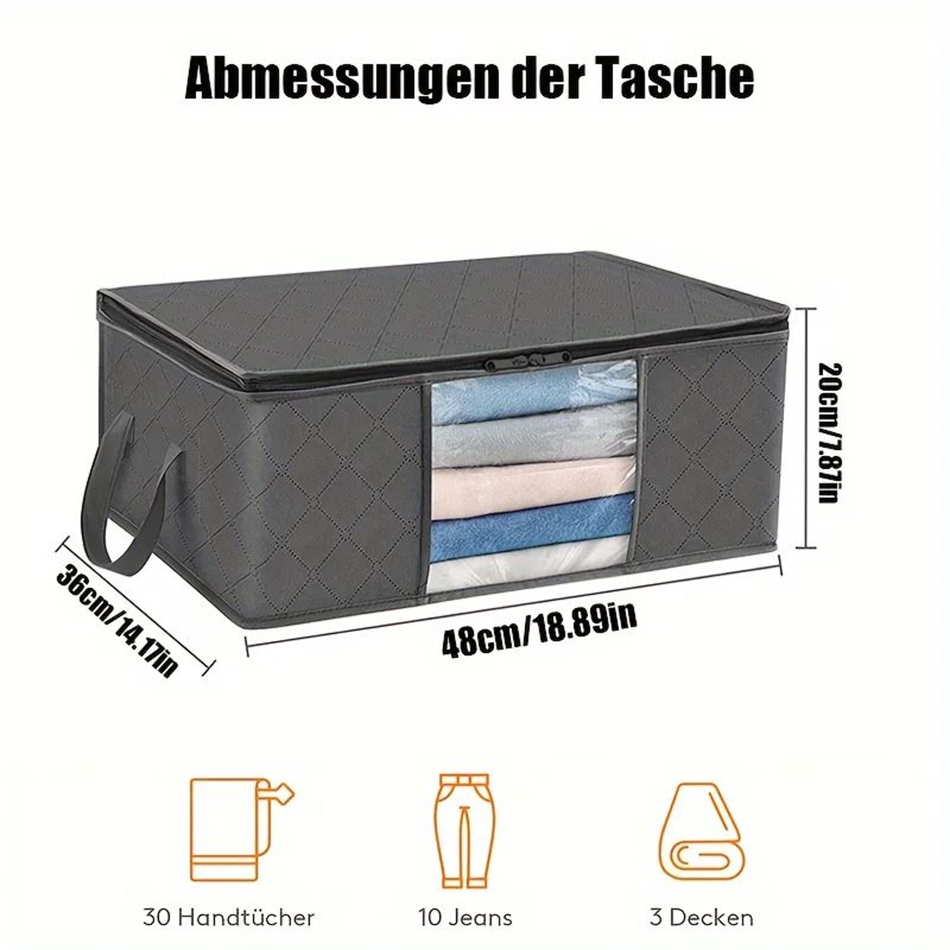 35L Foldable Fabric Storage Bags  Quilted NonWoven Organizer Boxes With Clear Windows For Clothes B 2