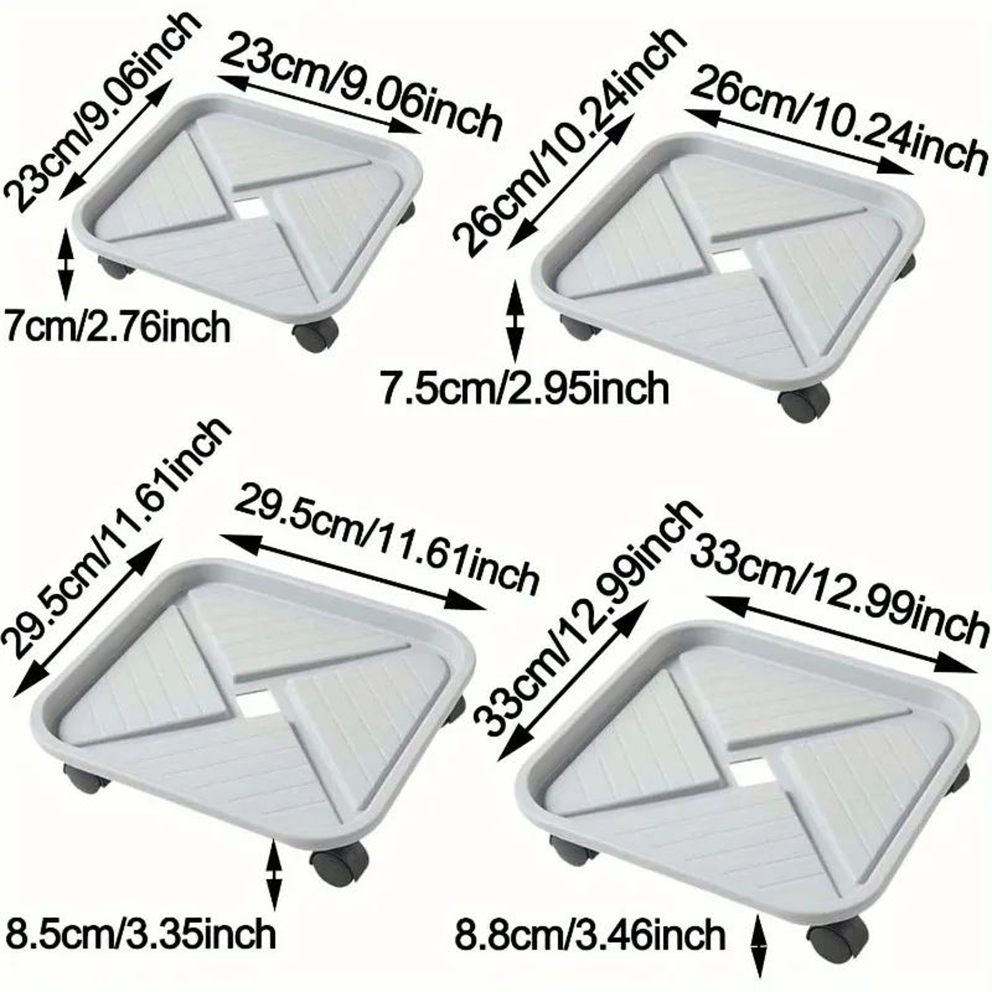 4Wheel Rolling Plant Caddy  Square Plastic Flower Pot Mover With Drainage Tray For Indoor  Outdoor  5