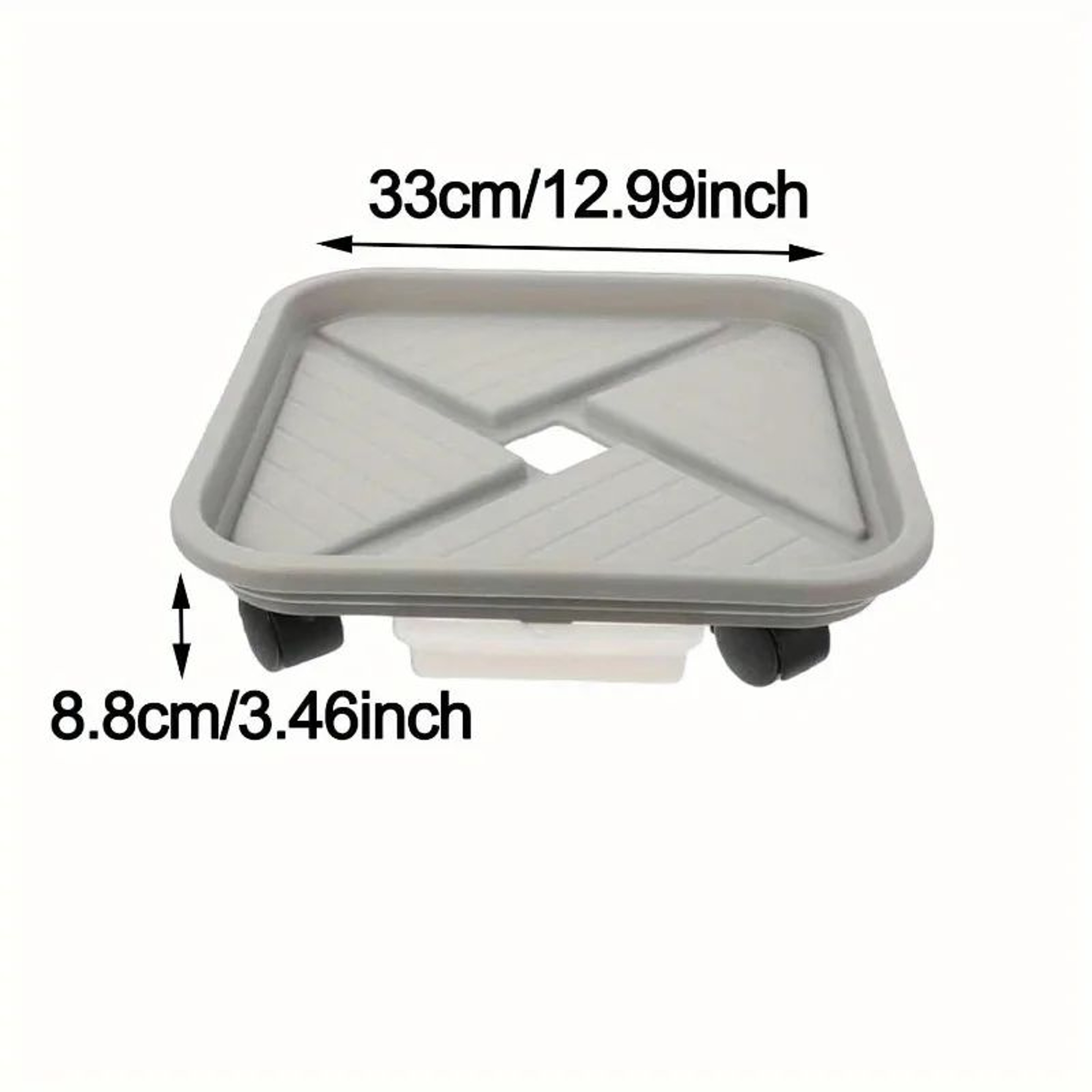 4Wheel Rolling Plant Caddy  Square Plastic Flower Pot Mover With Drainage Tray For Indoor  Outdoor  9