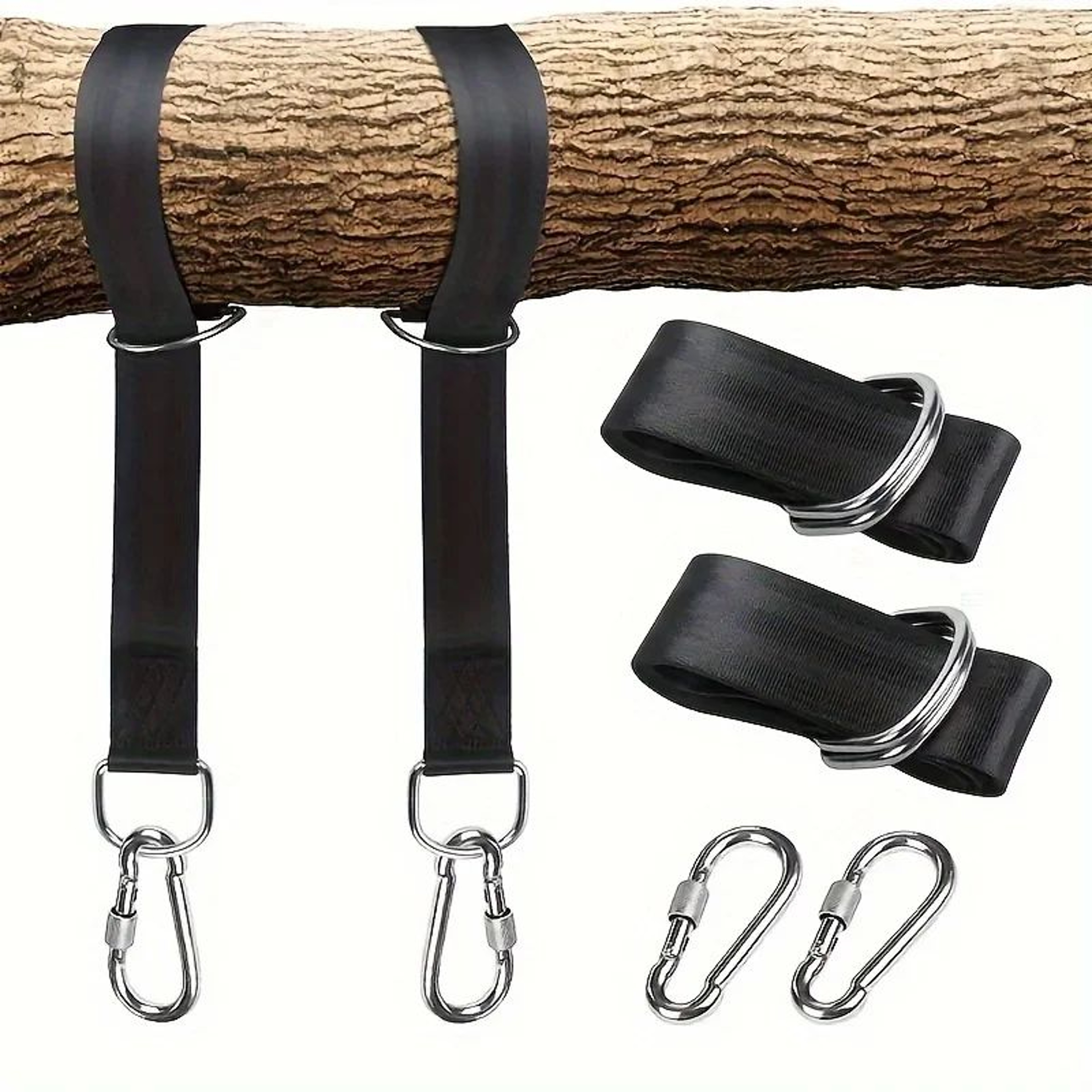 Durable Hammock Hanging Straps  Heavy Duty Suspension Belts With Steel Alloy Hooks For Camping Hiki 0