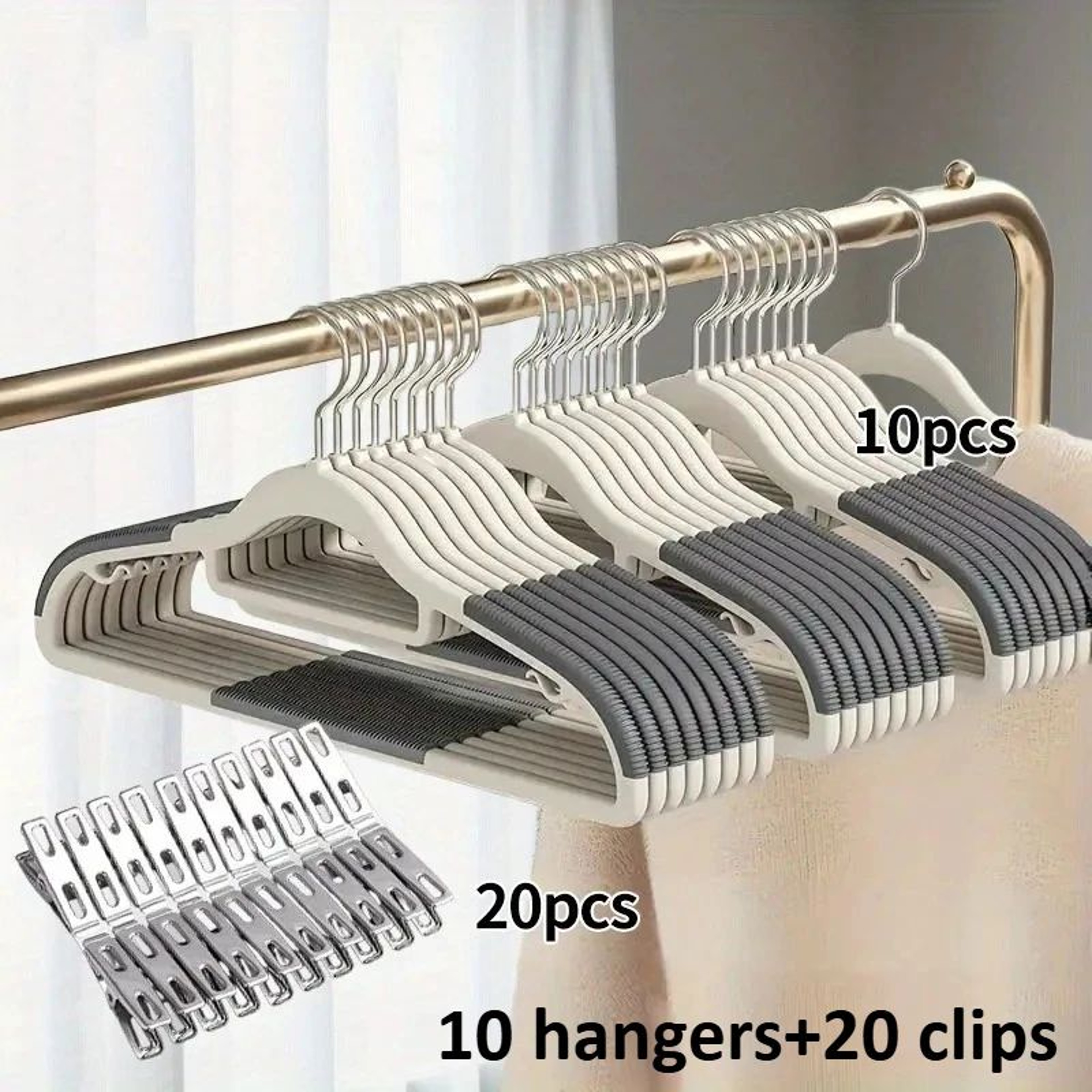 30pcs Velvet Hanger Set  10 HeavyDuty AntiSlip Clothes Hangers  20 Clips For Closet And Wardrobe Or 8