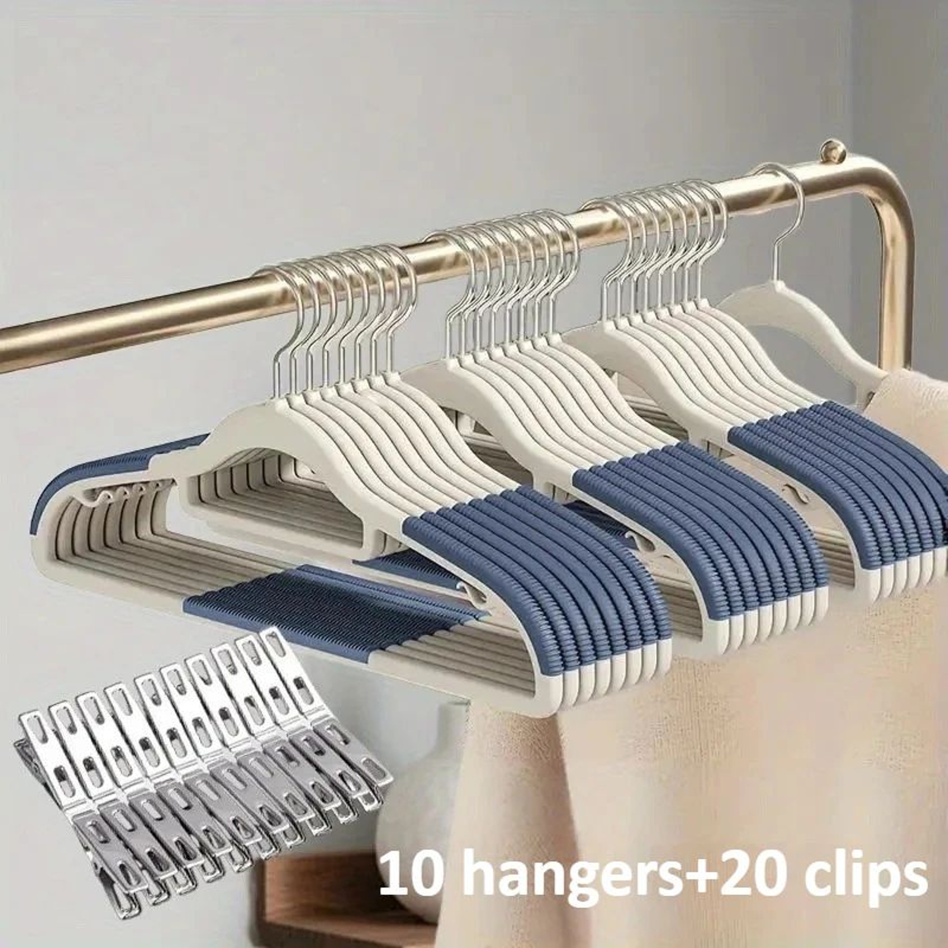 30pcs Velvet Hanger Set  10 HeavyDuty AntiSlip Clothes Hangers  20 Clips For Closet And Wardrobe Or 7