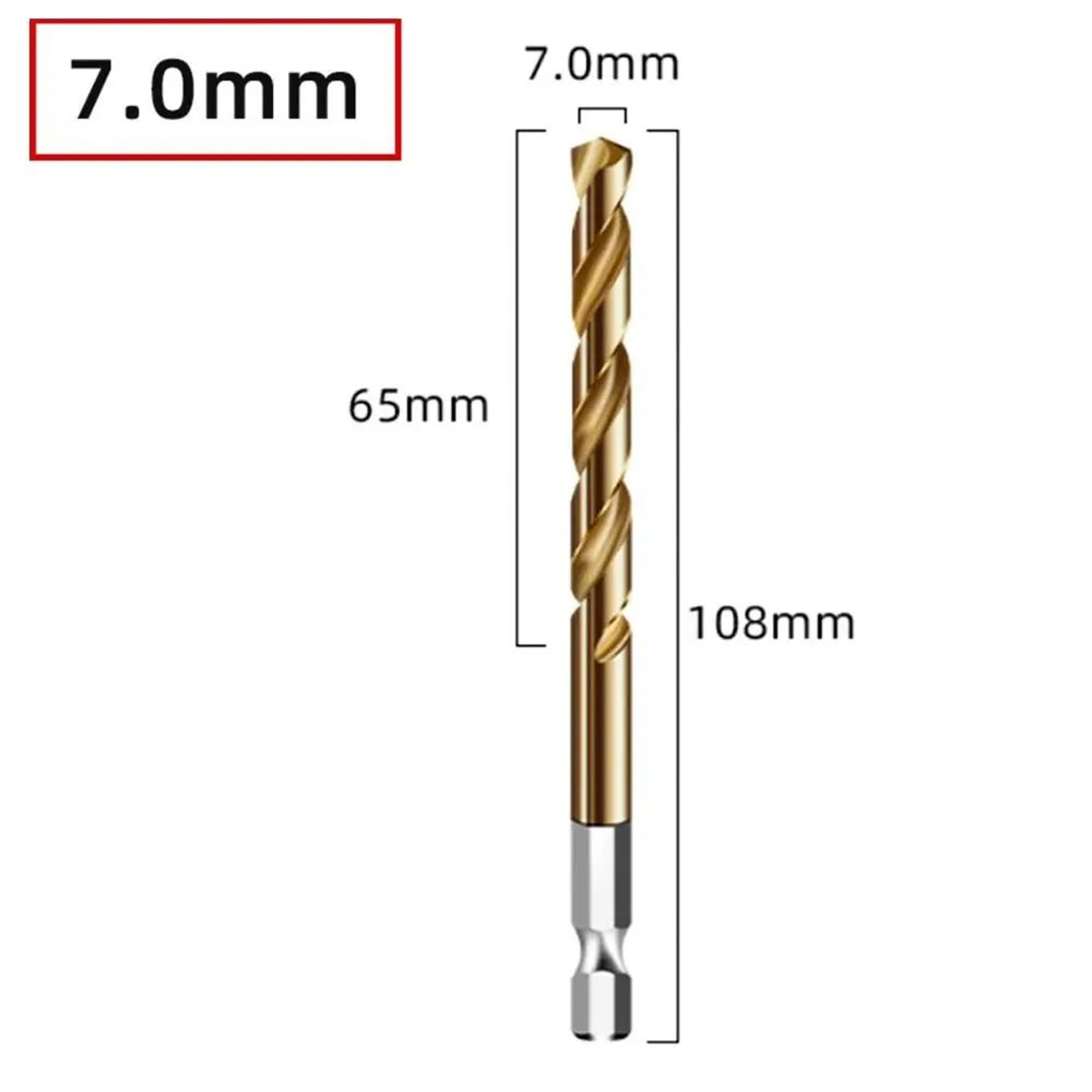 HSS Titanium Coated Twist Drill Bit  14 In Hex Shank Quick Change Power Tool For Wood Plastic Alumi 20